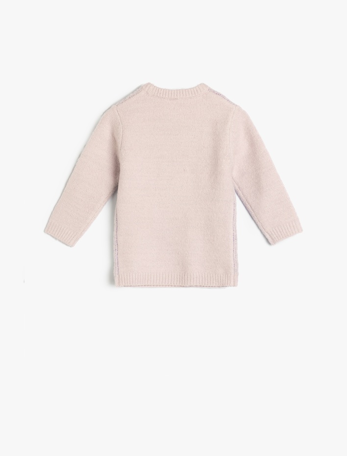 Kız Bebek Unicorn Kazak Pullu Payetli Bisiklet Yaka Uzun Kollu