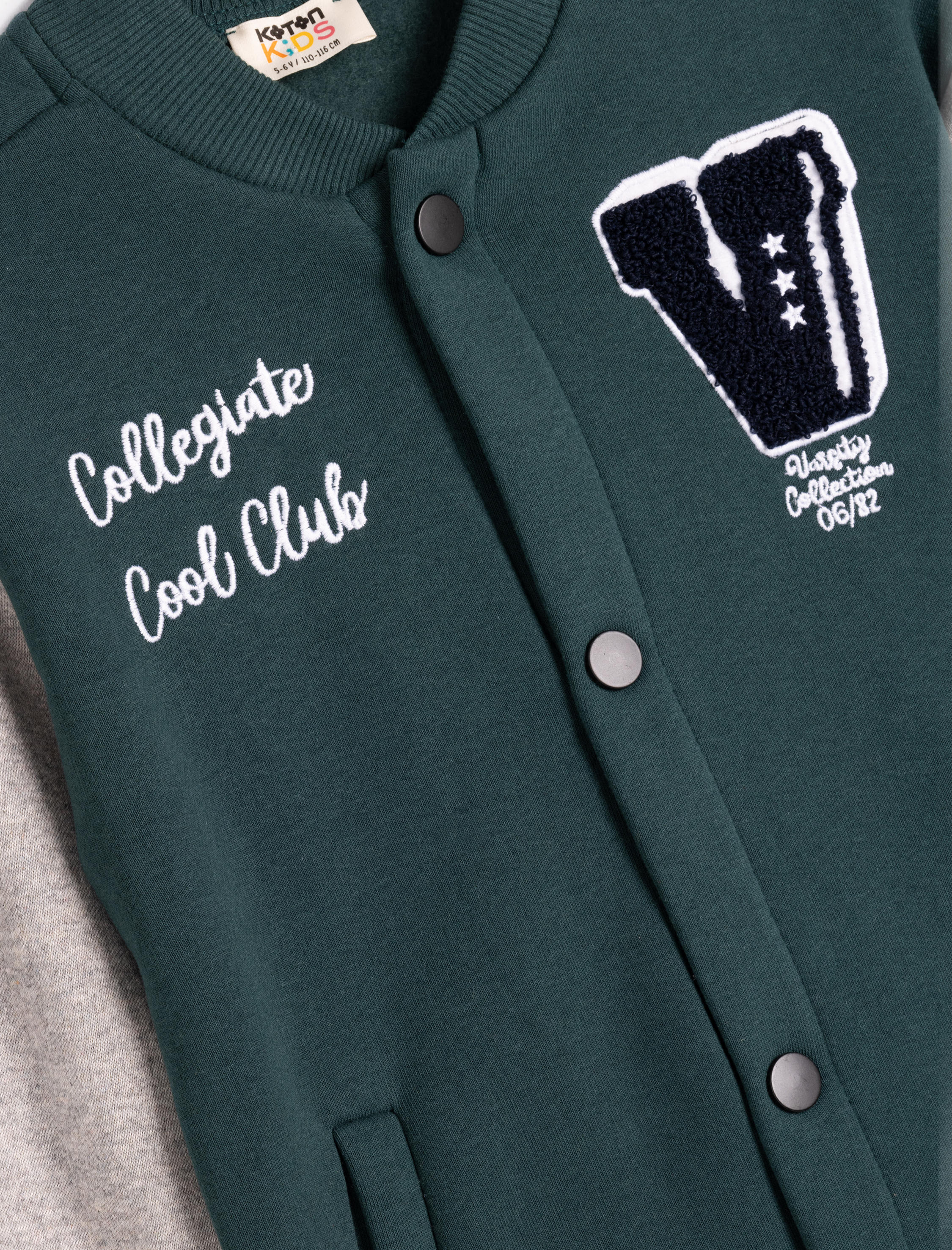  Erkek Çocuk Pamuklu Uzun Kollu Çıtçıt Kapamalı Şardonlu Kolej Ceket