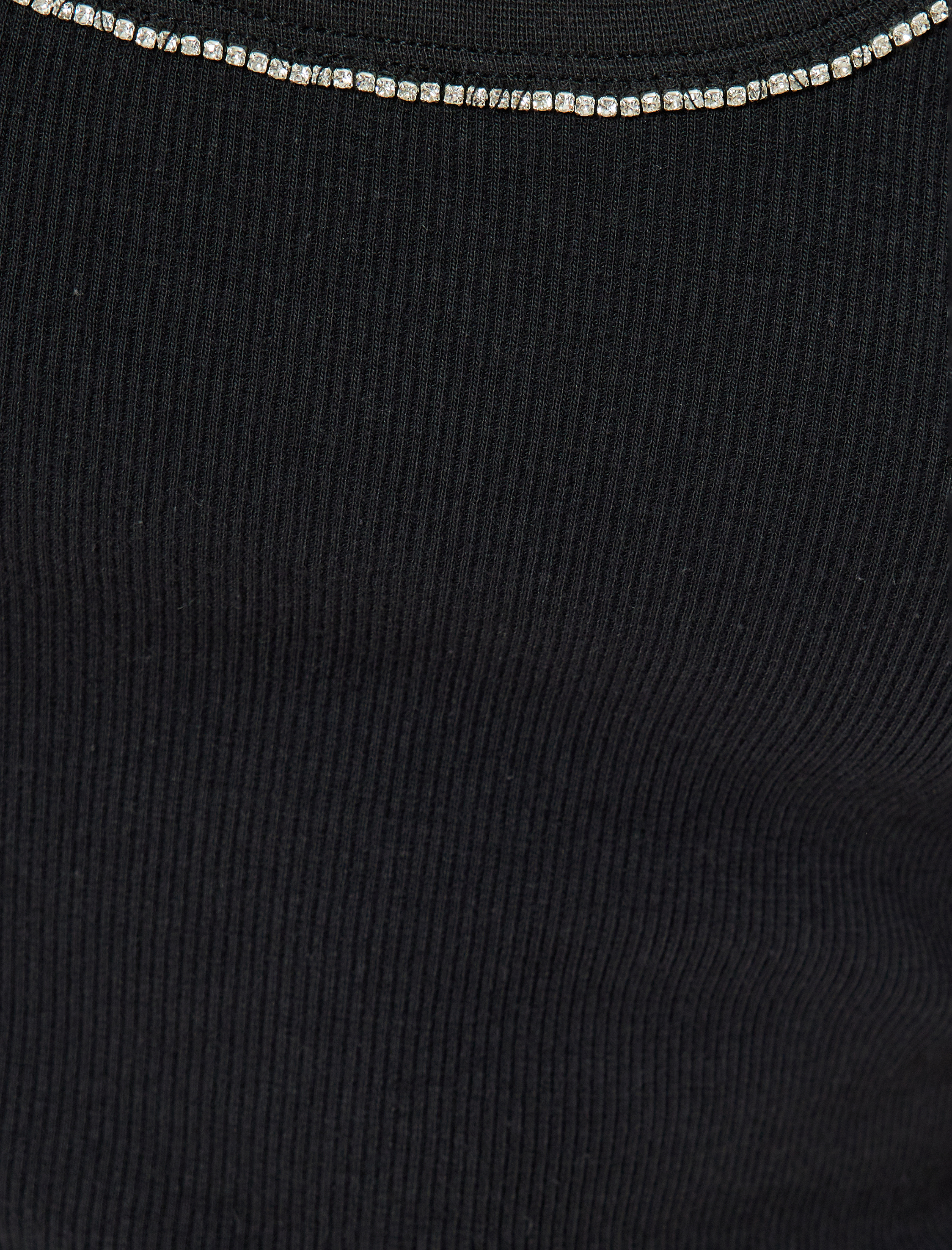   U Yaka Pamuklu Slim Fit Taşlı Fitilli Tişört