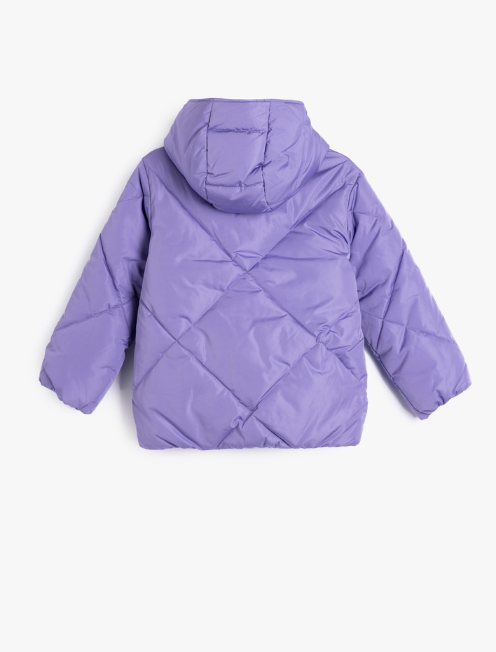 Kız Çocuk Şişme Mont Kapşonlu Çıtçıt Detaylı Kapitone