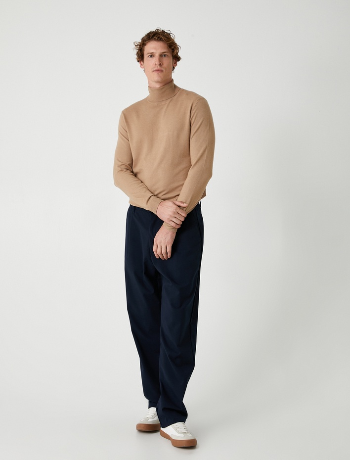  Basic Kazak Balıkçı Yaka Triko Uzun Kollu