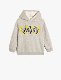 Batman Kapşonlu Sweatshirt Lisanslı Uzun Kollu Şardonlu