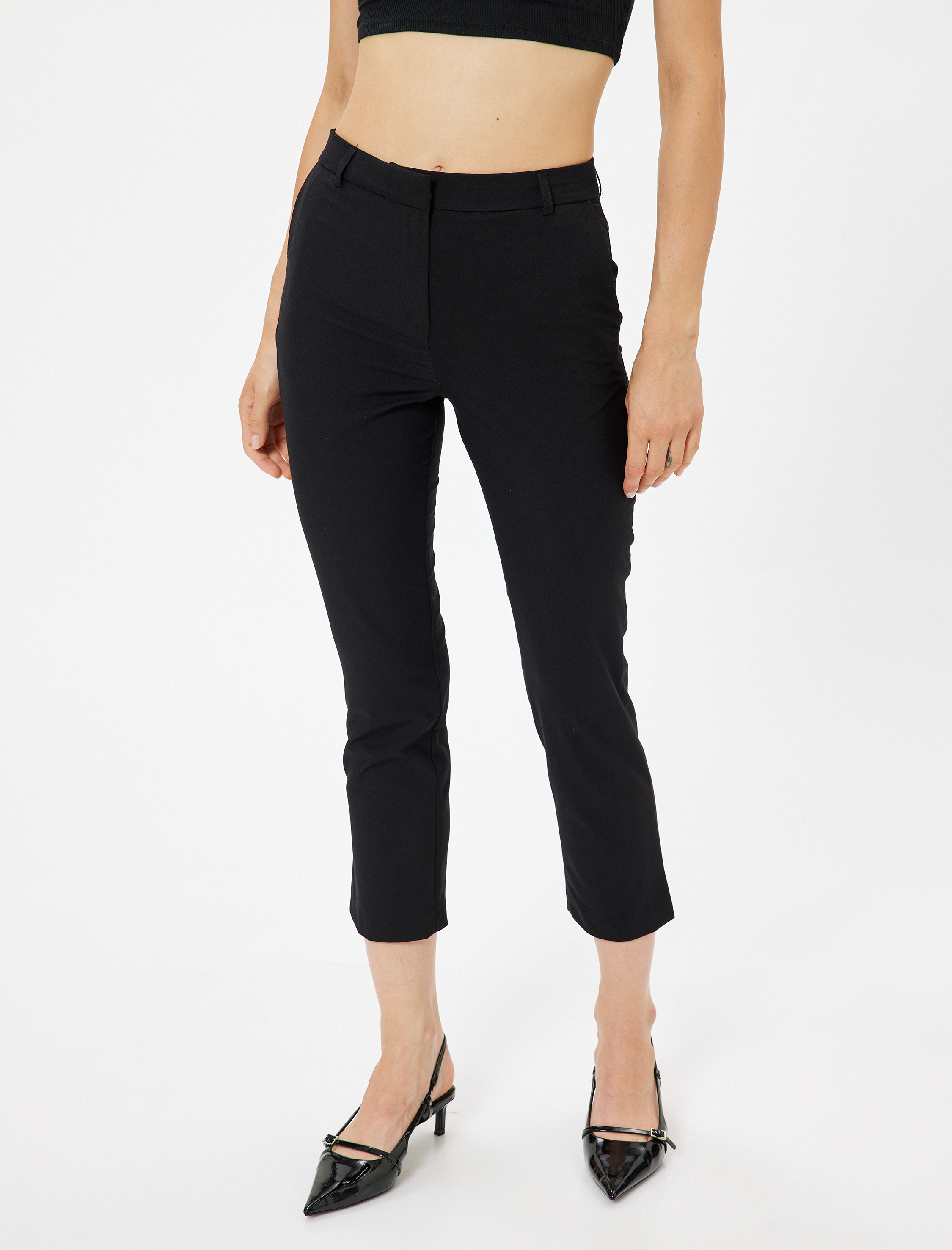   Regular Fit Crop Paça Cigarette Pantolon