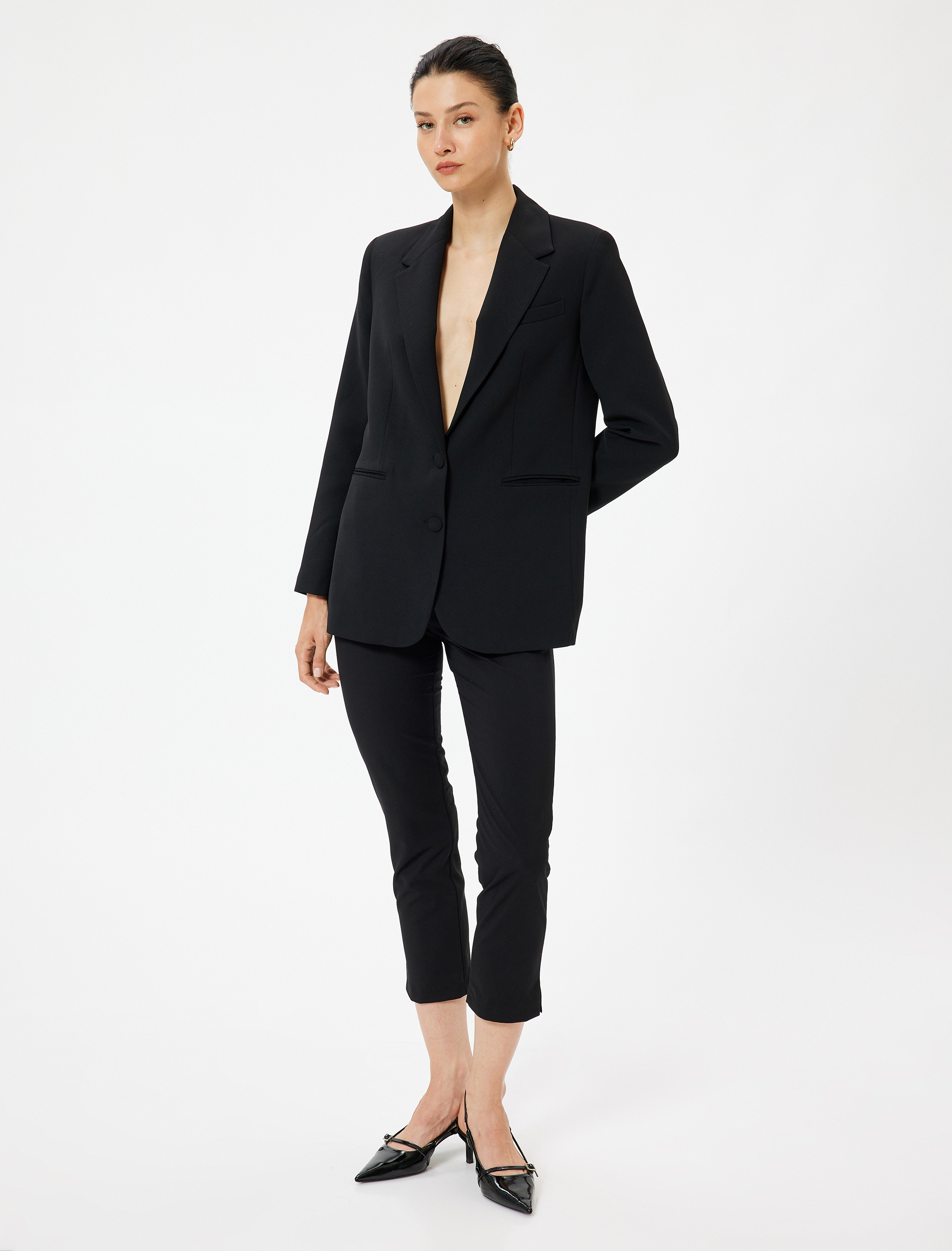   Regular Fit Crop Paça Cigarette Pantolon