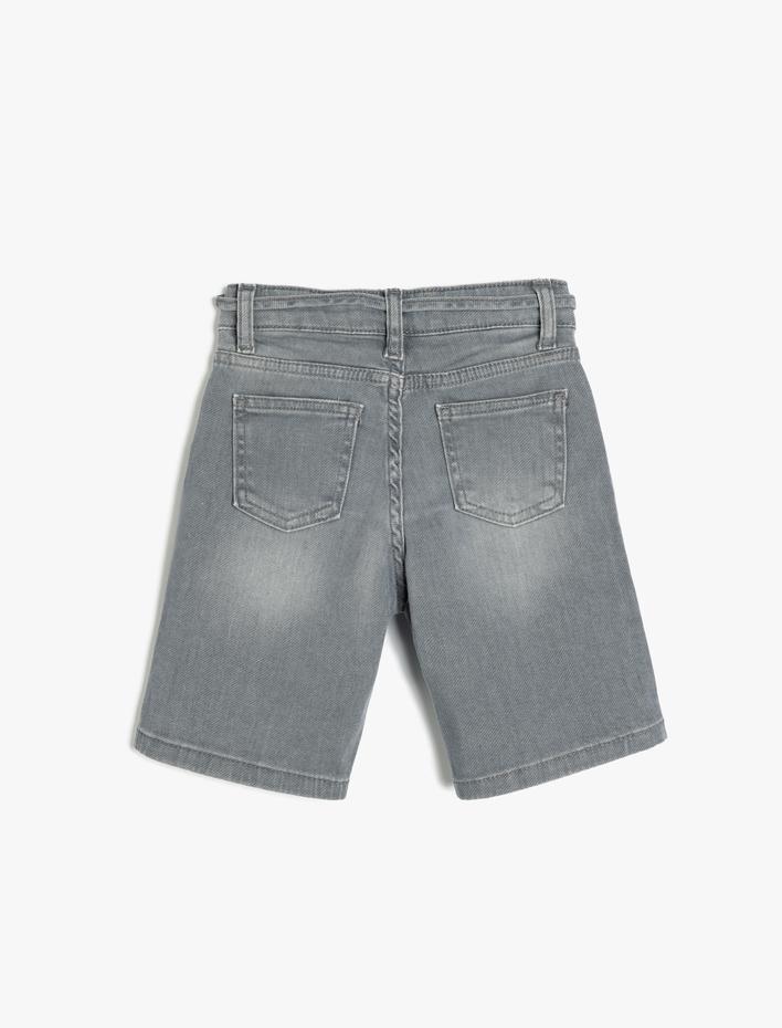 Erkek Çocuk Bermuda Kot Şort Beli Ayarlanabilir Lastikli Pamuklu