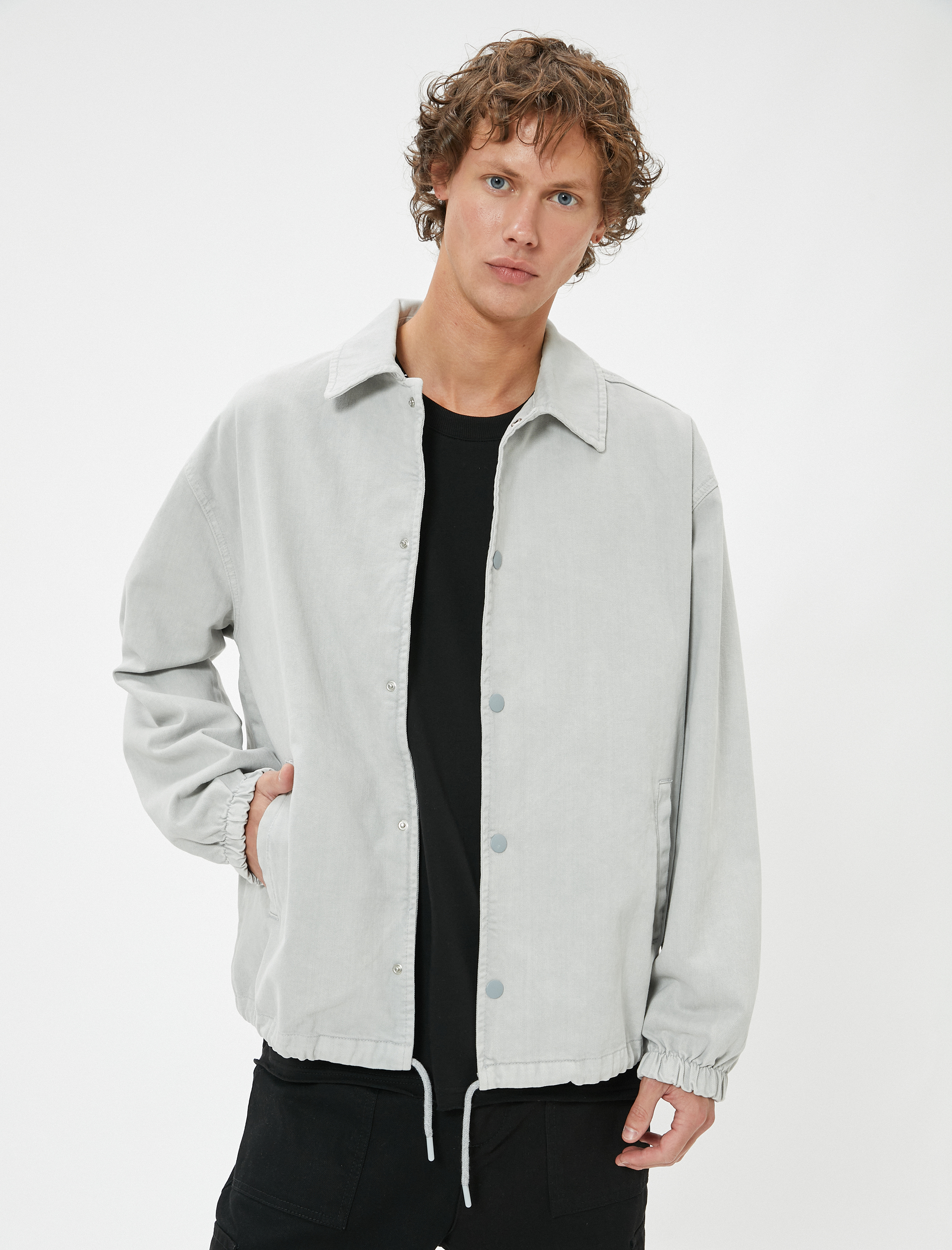   Oversize Kot Gömlek Ceket Beli Bağlamalı Cep Detaylı Pamuklu