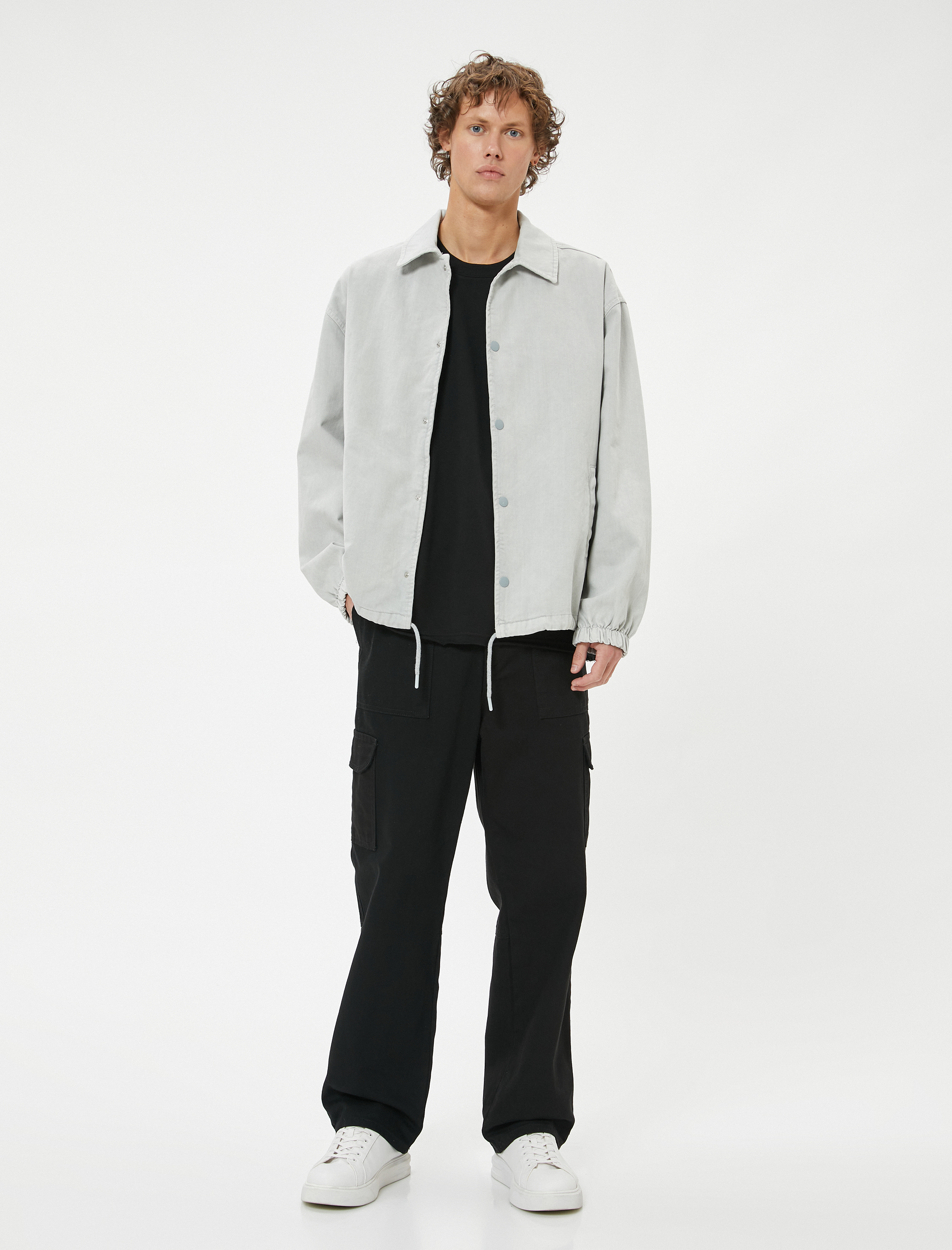   Oversize Kot Gömlek Ceket Beli Bağlamalı Cep Detaylı Pamuklu