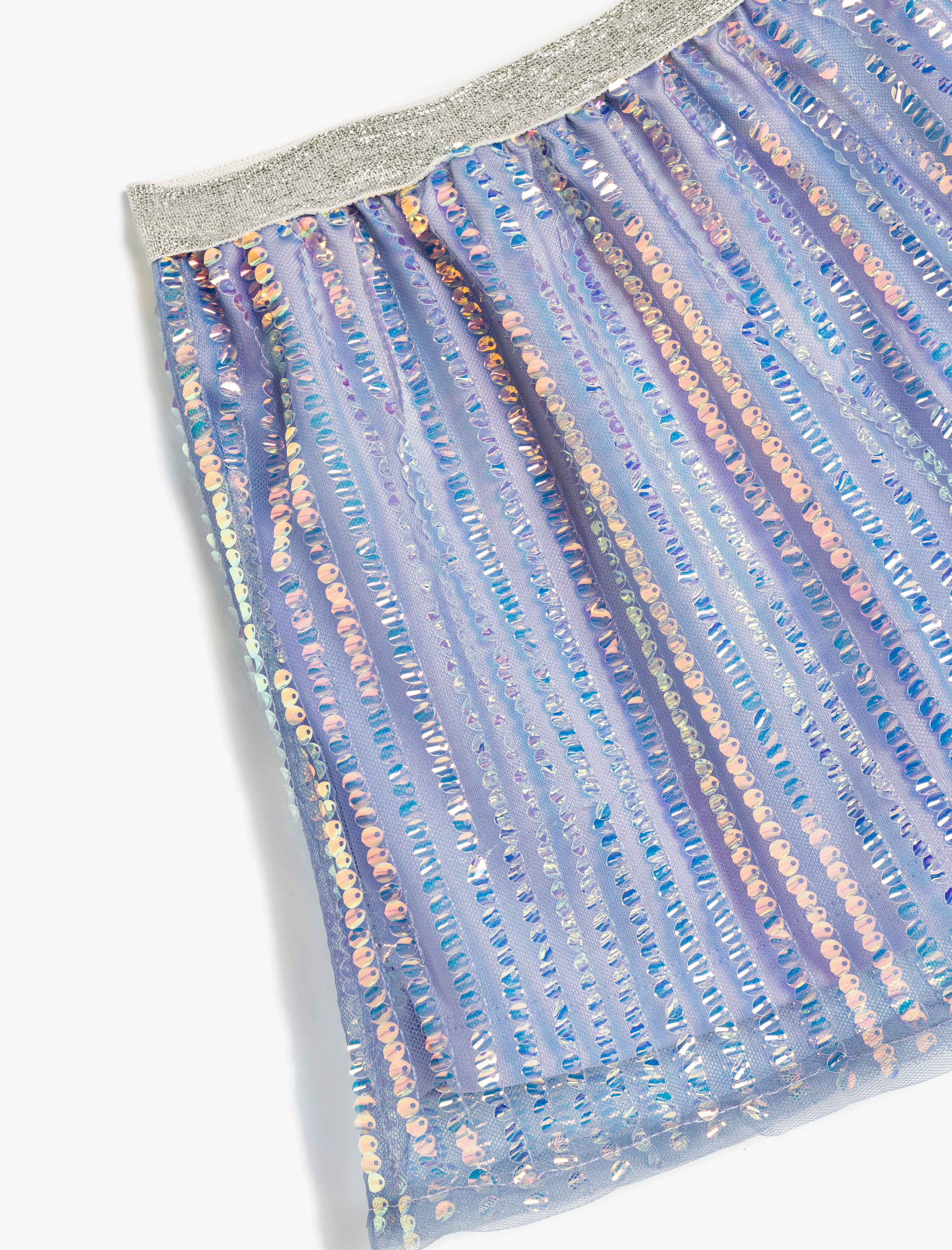 Kız Çocuk Pullu Payetli Etek Astarlı Beli Lastikli