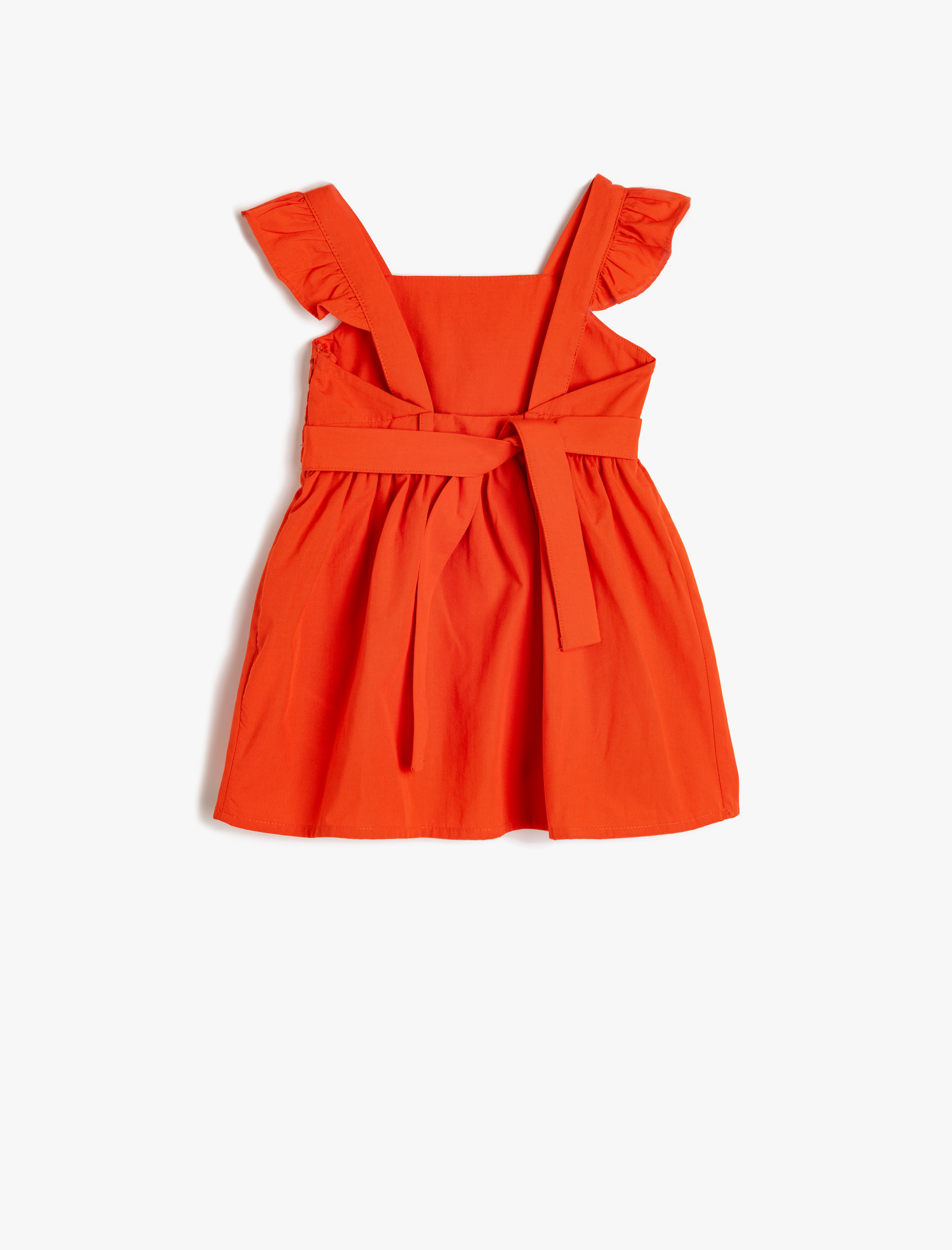  Kız Bebek Kelebek Kollu Beli Bağcıklı Elbise