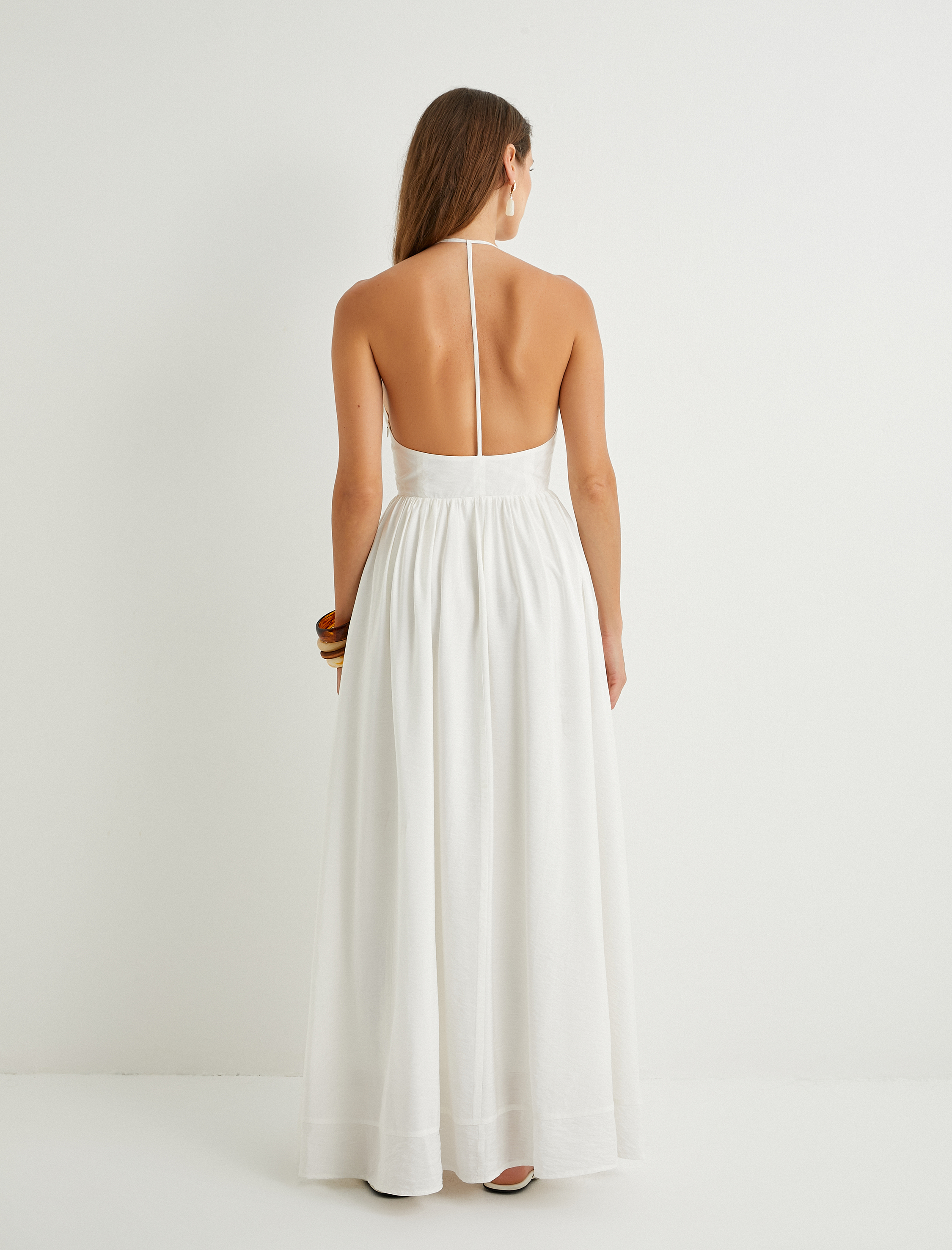   Koton X Şahika Ercümen - Halter Yaka Viskon Uzun Elbise Astarlı