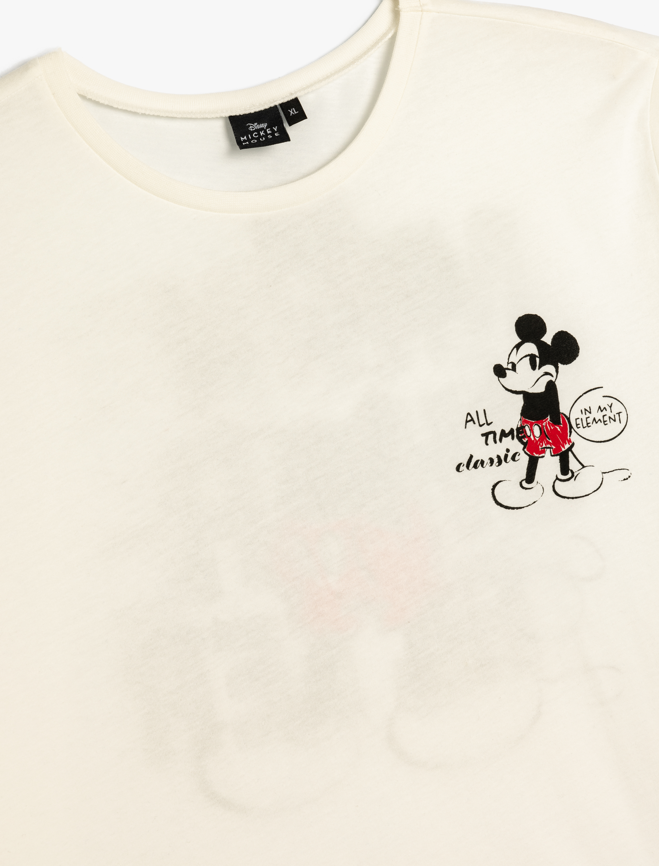   Mickey Mouse Oversize Arkası Baskılı Tişört Kısa Kollu Bisiklet Yaka Lisanslı