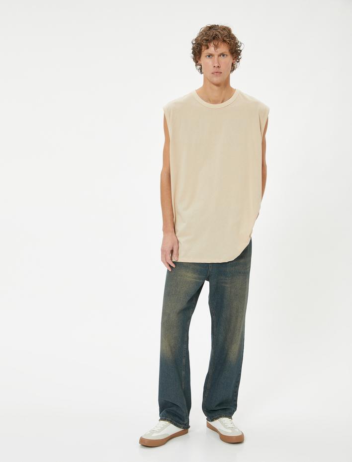  Basic Kolsuz Tişört Bisiklet Yaka Pamuklu