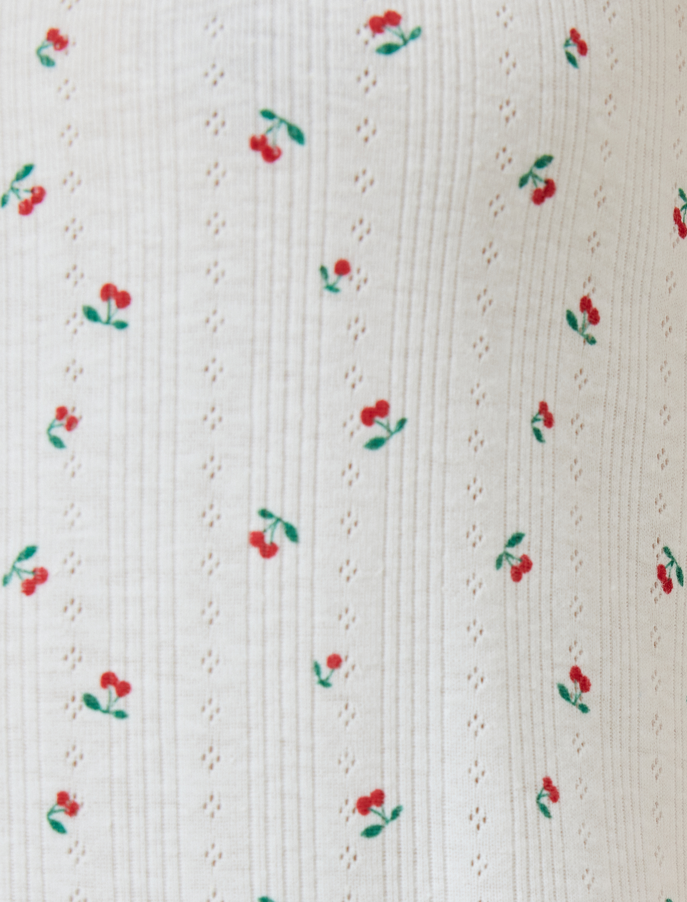   Kiraz Baskılı İnce Askılı Mini Gecelik Skinny Dokulu