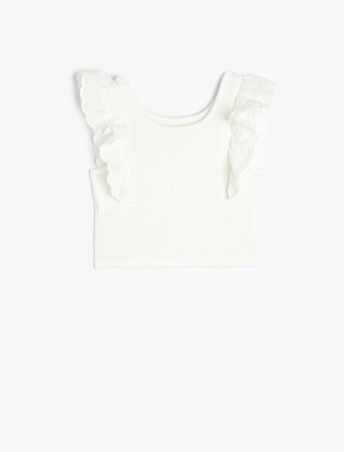 Kız Çocuk Atlet V Yaka Kalp Pencere Detaylı Kolsuz Pamuklu