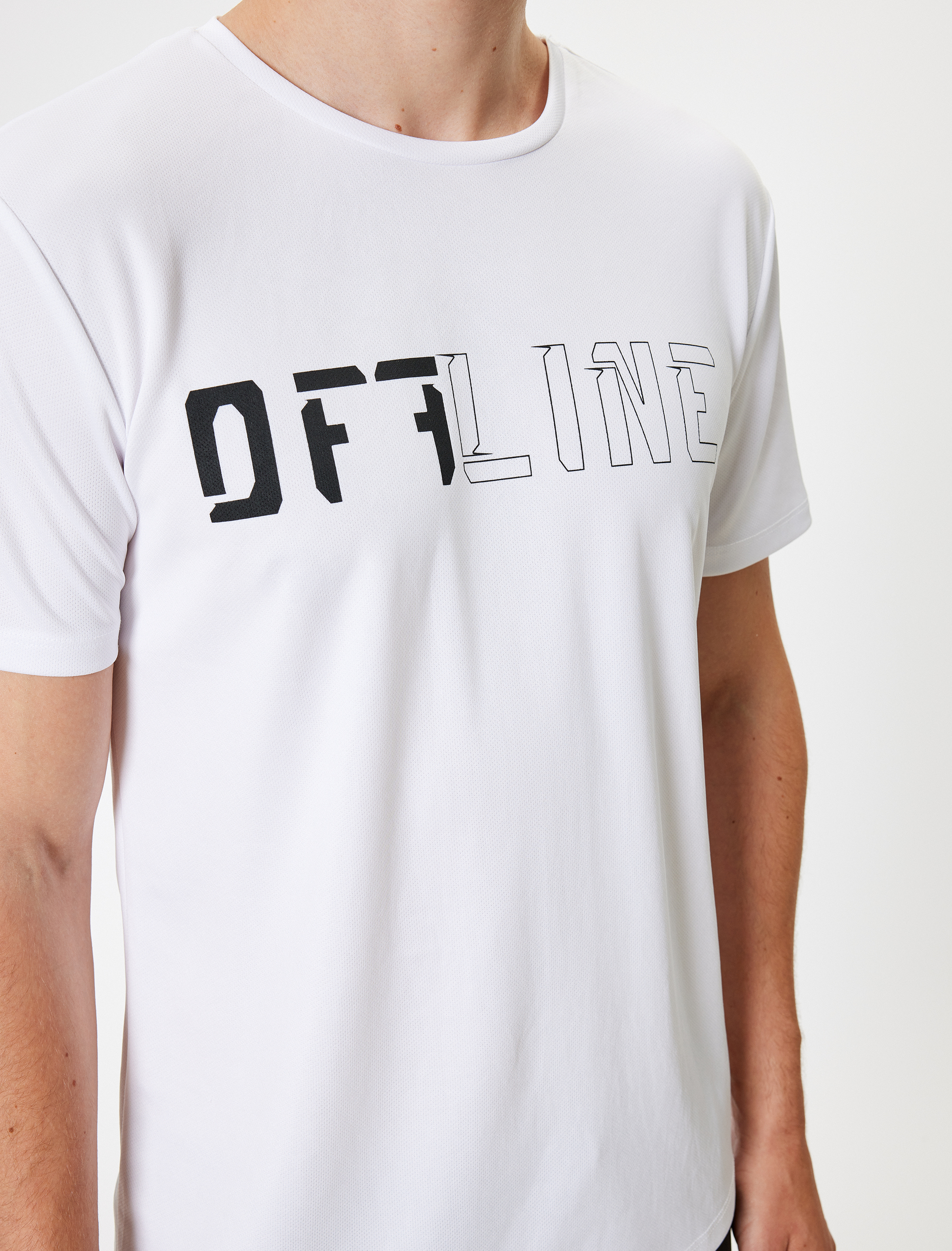   Slogan Baskılı Kısa Kollu Bisiklet Yaka Spor Tişört