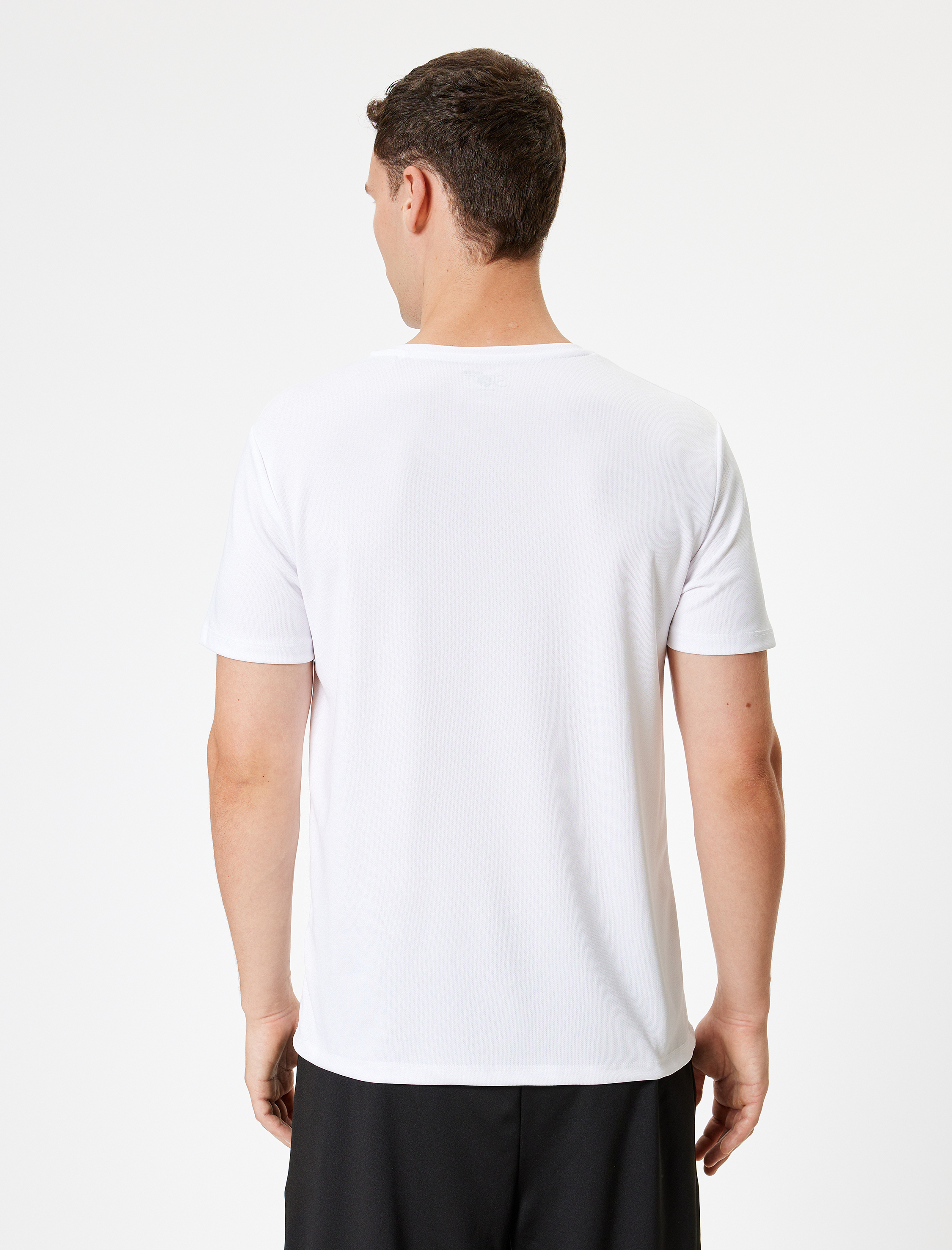   Slogan Baskılı Kısa Kollu Bisiklet Yaka Spor Tişört