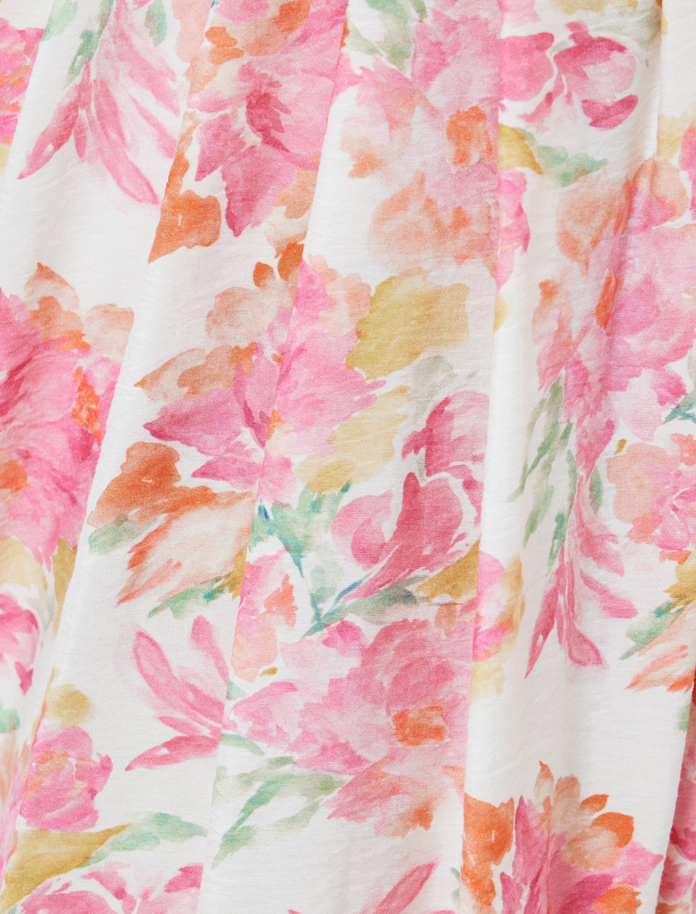   Çiçekli Uzun Çan Etek Pileli Yırtmaç Detaylı