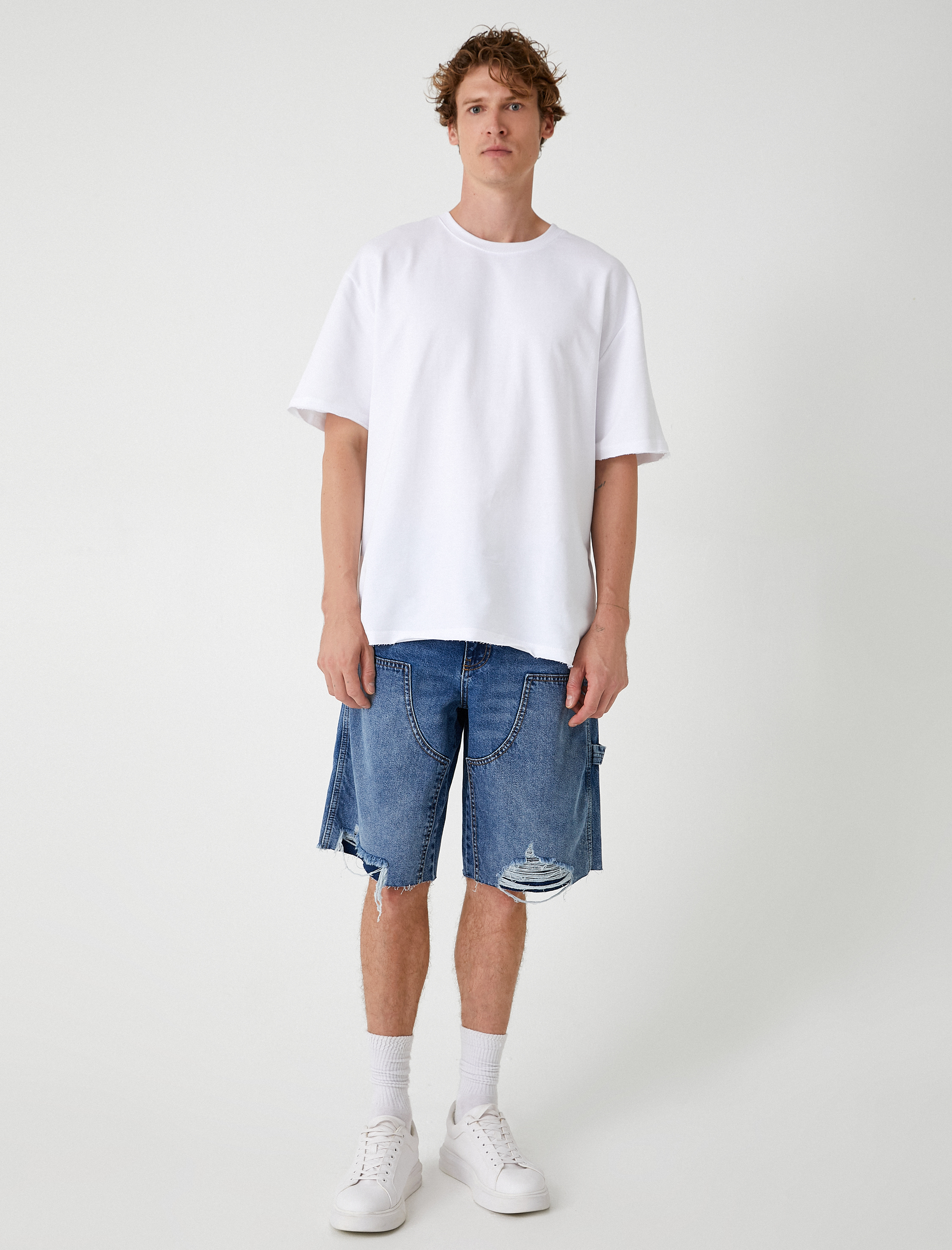   Carpenter Kot Şort Bol Kalıp Bermuda Cep Detaylı Pamuklu