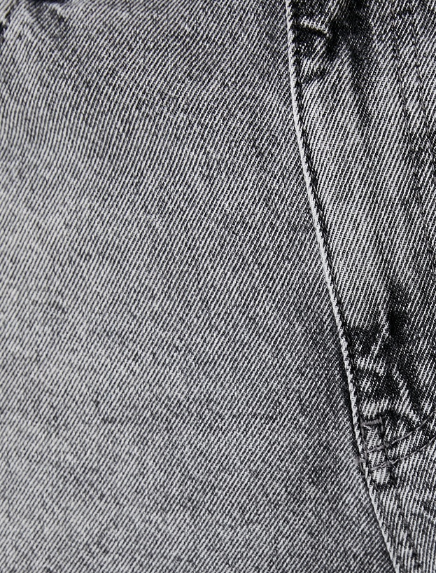Oversize Kot Şort Bermuda Cepli Yıpratma Detaylı_5