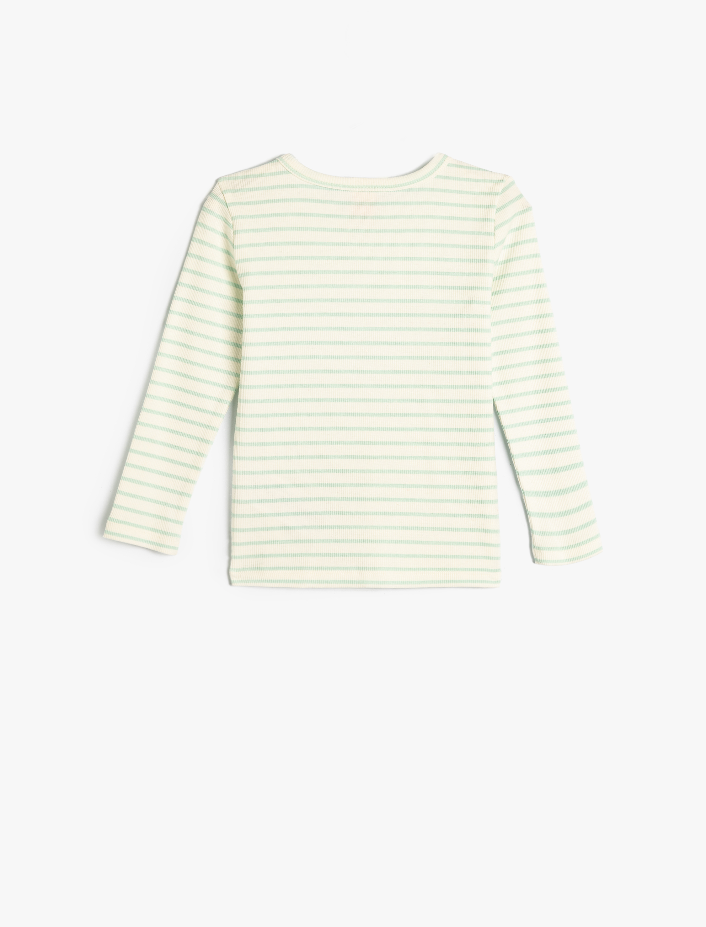  Kız Bebek Uzun Kollu Bisiklet Yaka Pamuklu Ribanalı Çizgili Tişört