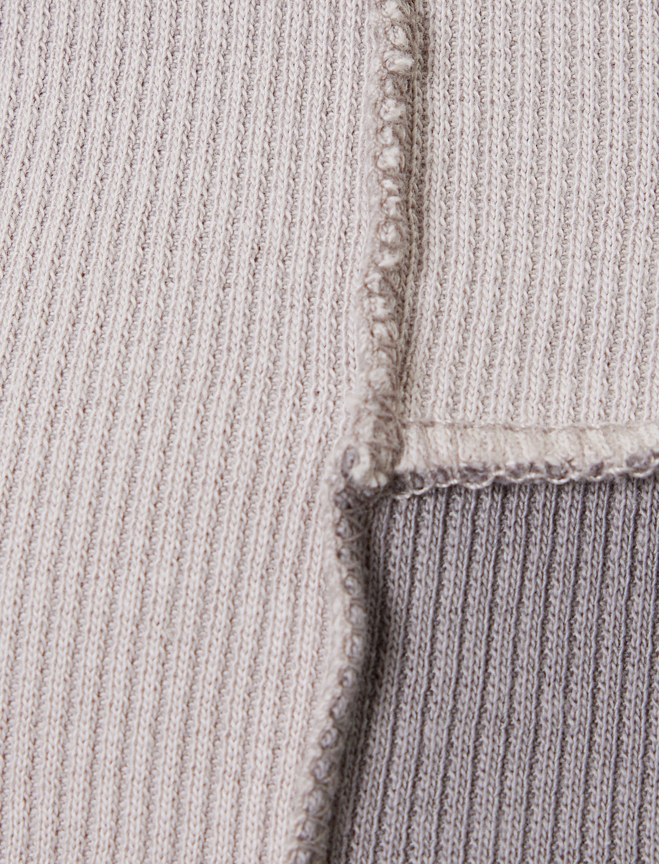   Crop Tişört Uzun Kollu Kaşkorse Renk Bloklu Nervürlü Slim Fit