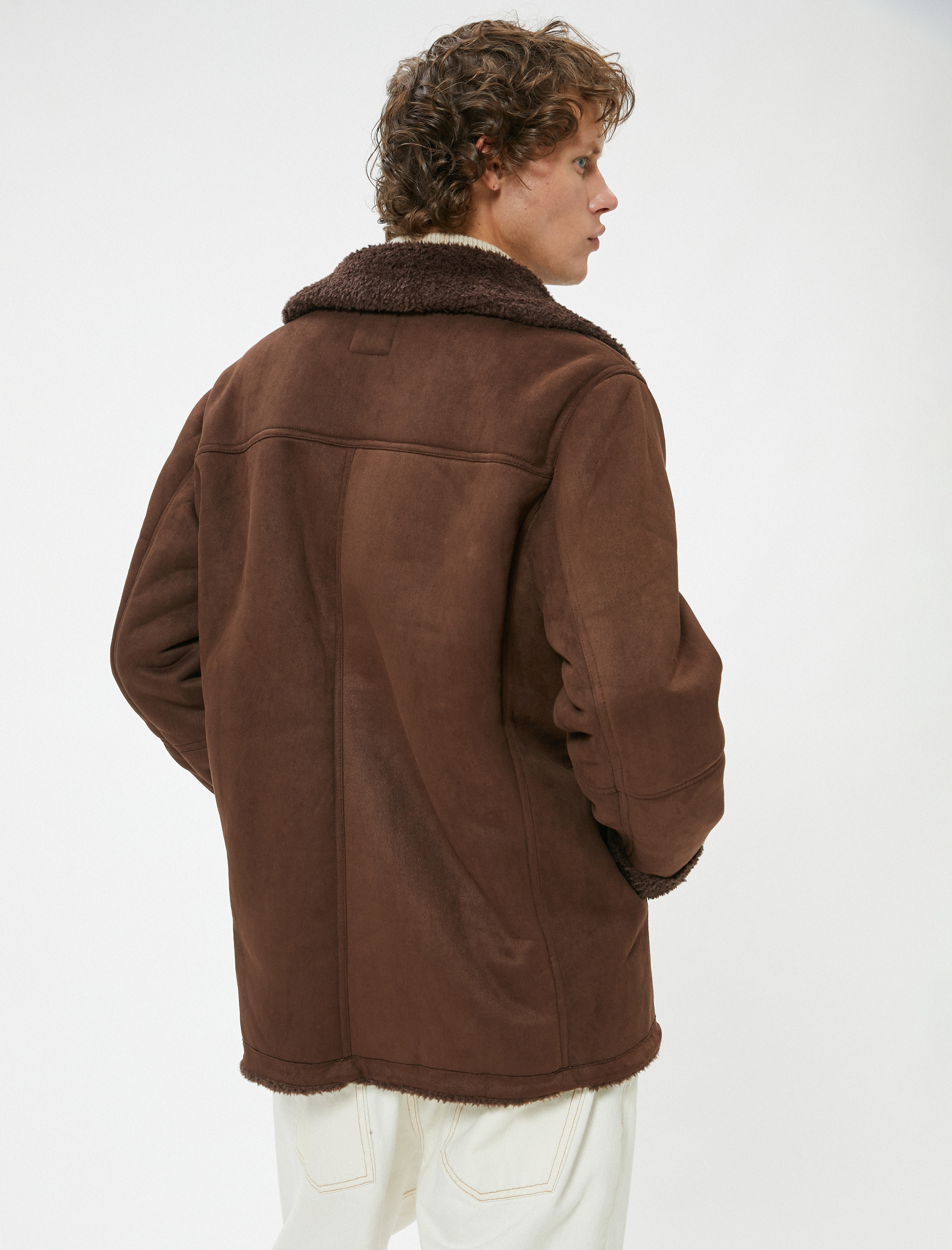 Slim Fit Mont Süet Görünümlü İçi Peluşlu Düğmeli