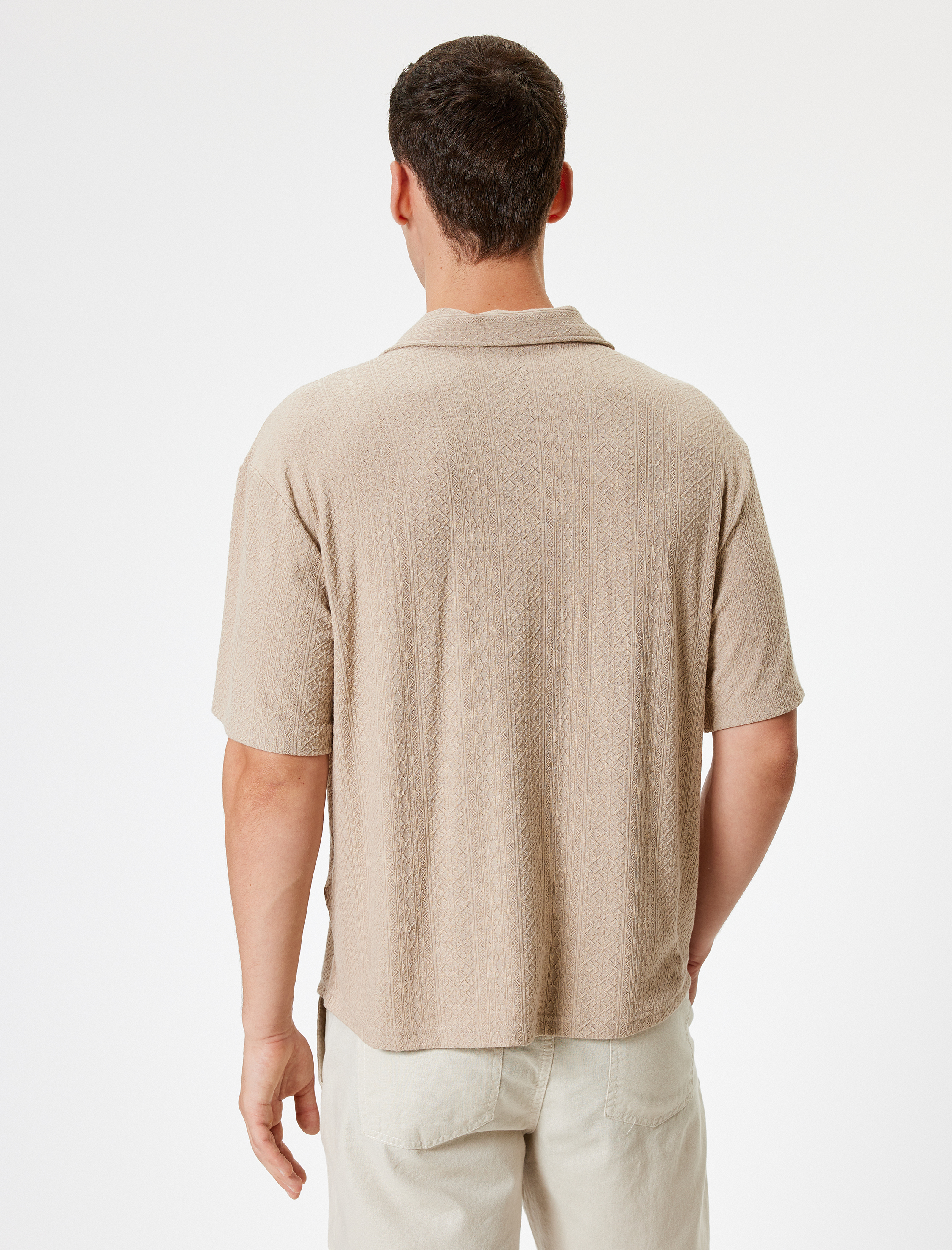   Oversize Gömlek Kısa Kollu Dokulu