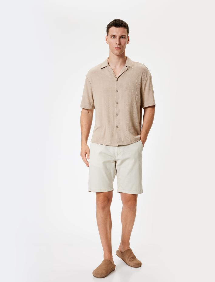  Oversize Gömlek Kısa Kollu Dokulu