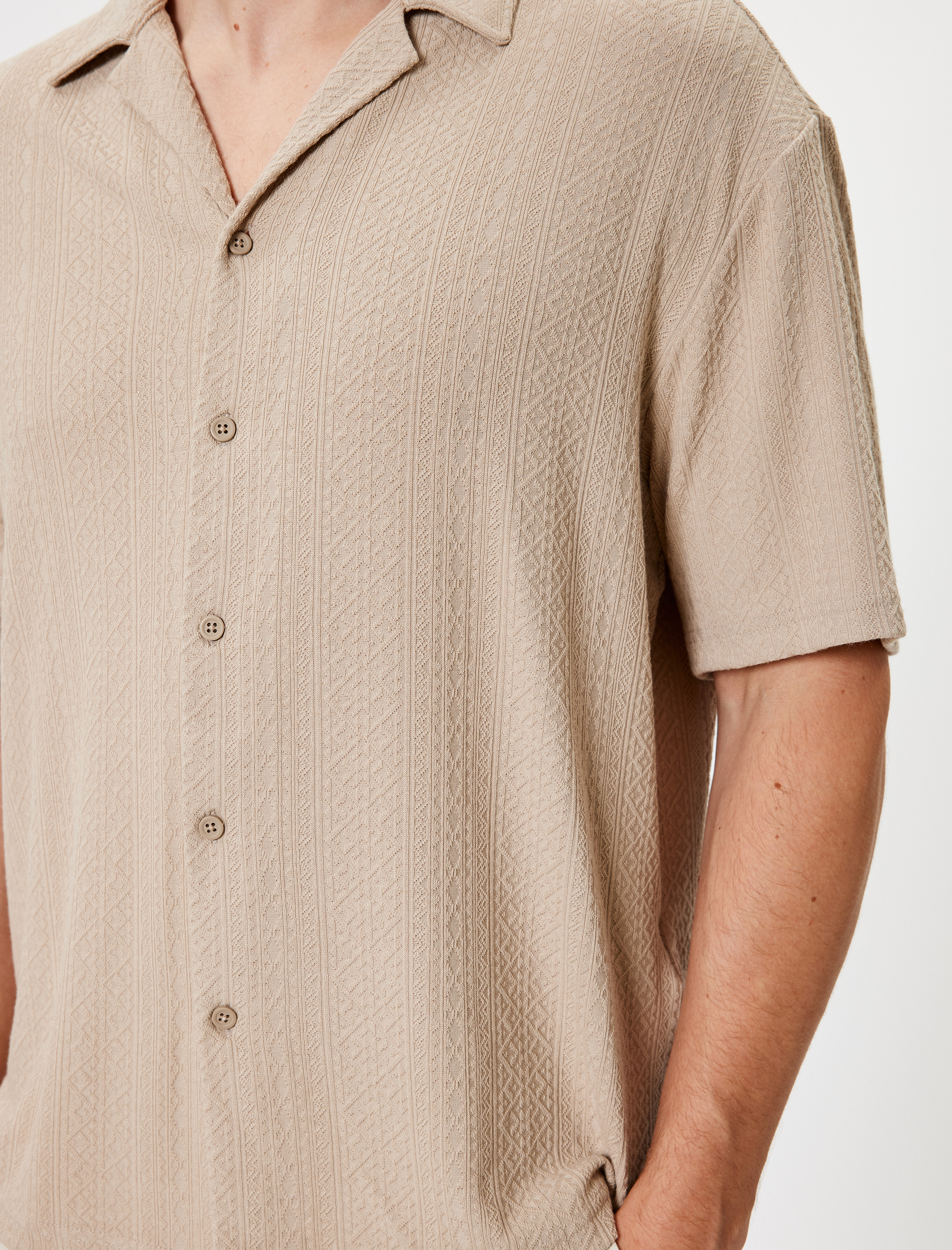   Oversize Gömlek Kısa Kollu Dokulu