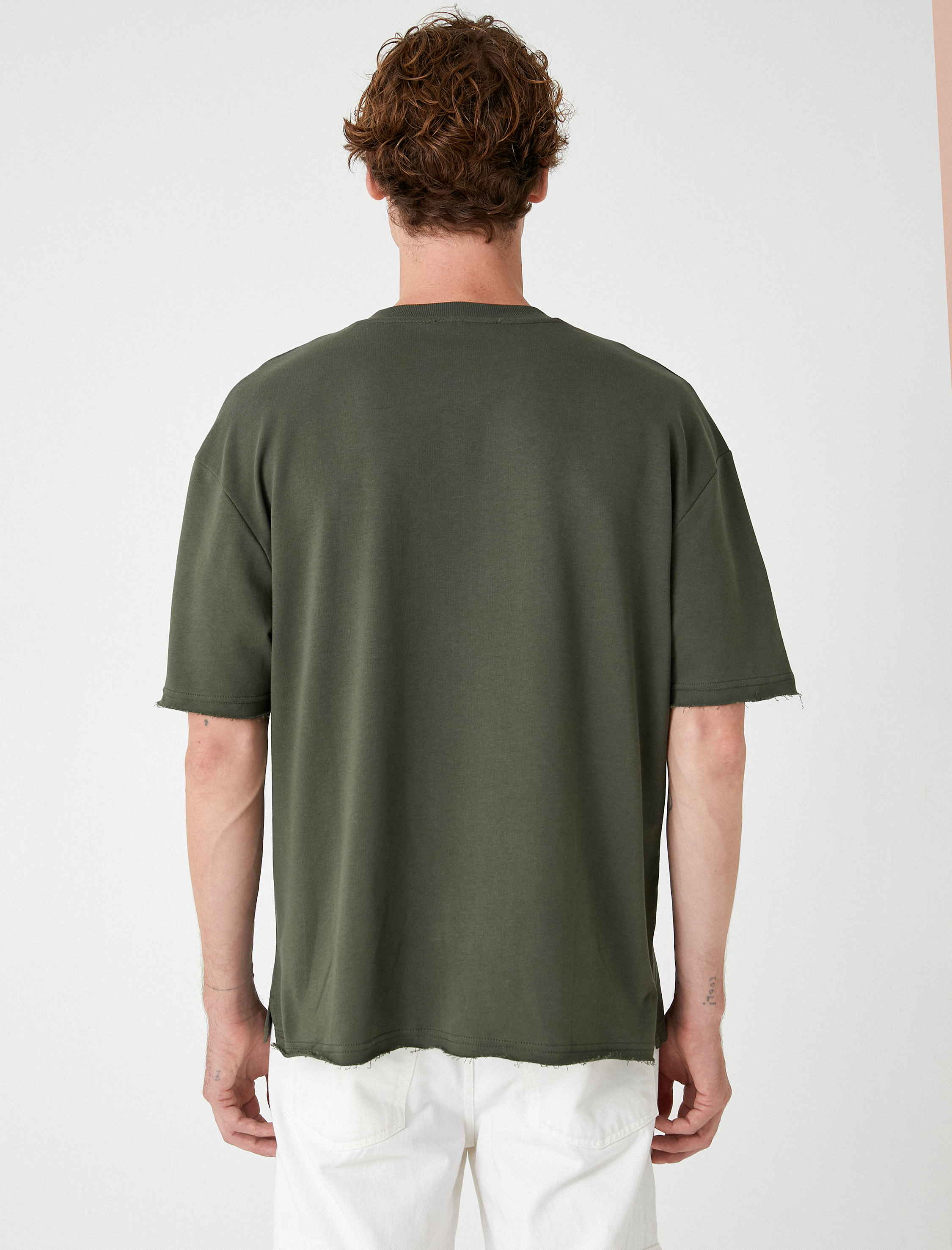   Kısa Kollu Bisiklet Yaka Pamuklu Oversize Tişört