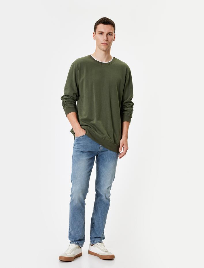  Slim Fit Kot Pantolon Düğmeli Standart Bel - Brad Jean