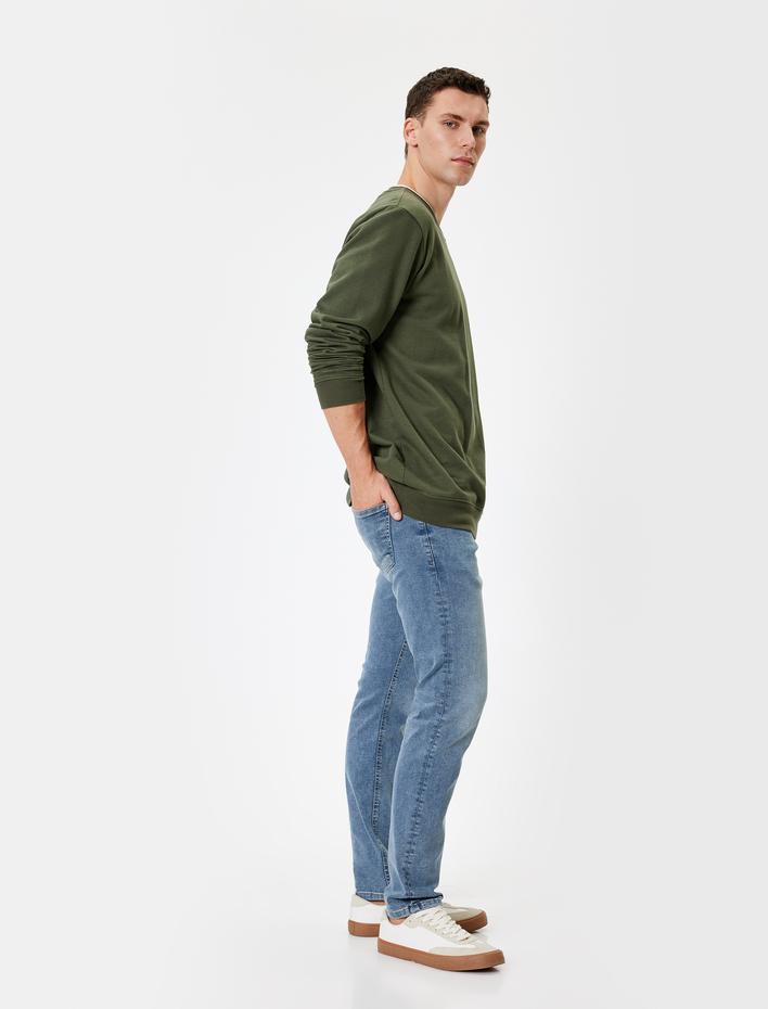  Slim Fit Kot Pantolon Düğmeli Standart Bel - Brad Jean