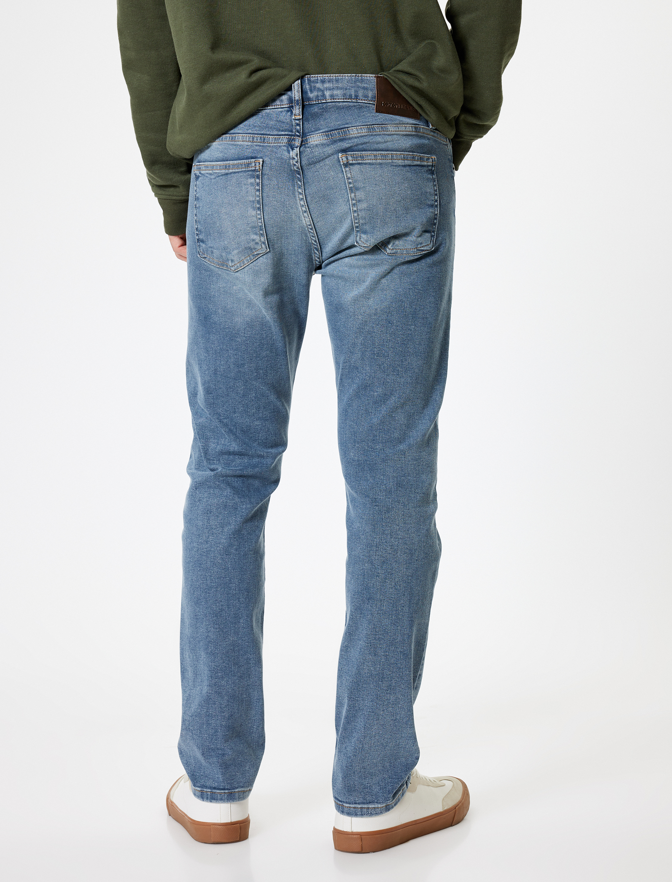   Slim Fit Kot Pantolon Düğmeli Standart Bel - Brad Jean