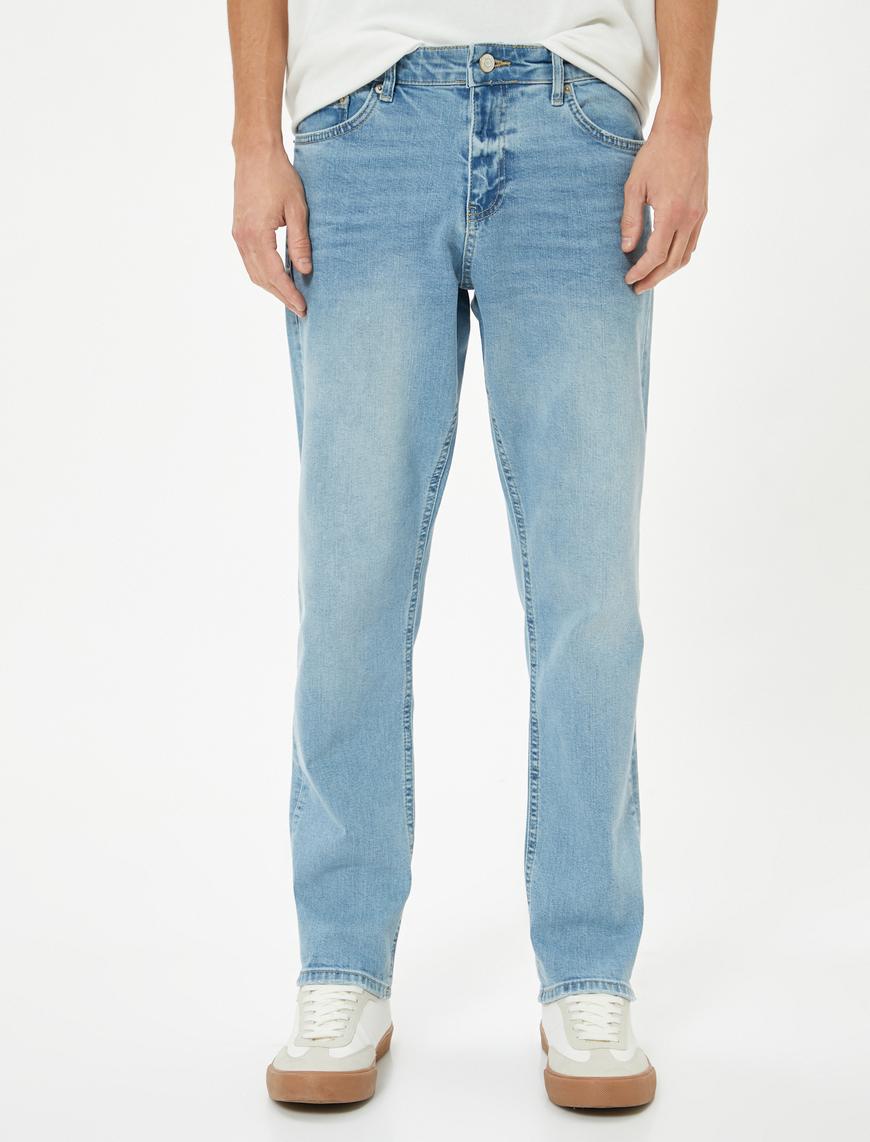   Standart Bel Straight Fit Pamuklu Kot Pantolon - Mark Jean