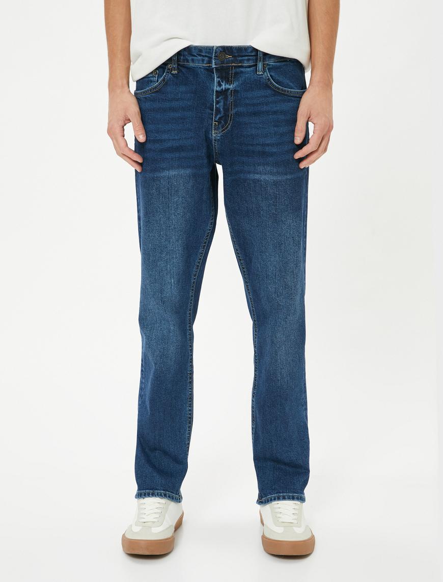   Standart Bel Straight Fit Pamuklu Kot Pantolon - Mark Jean