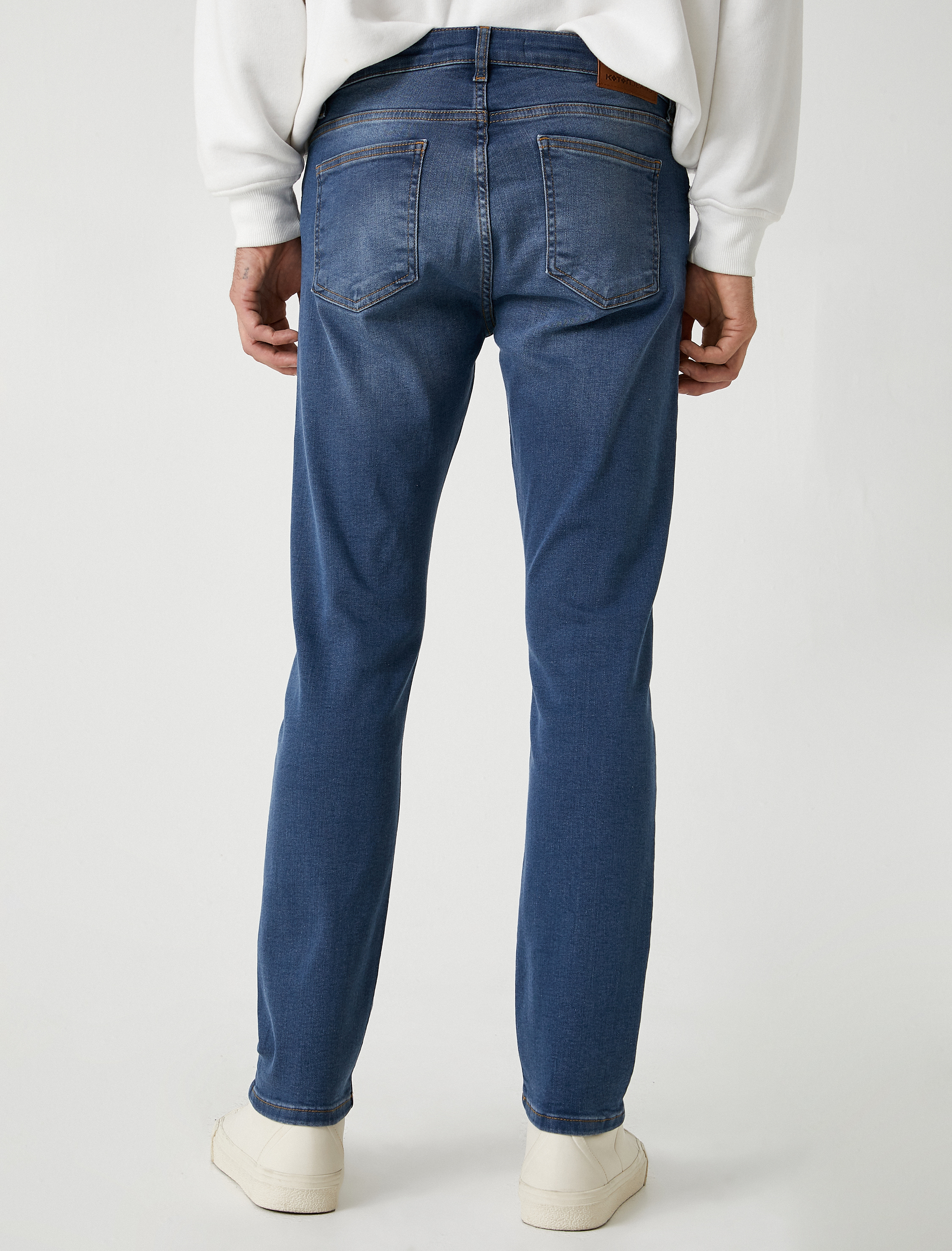   Slim Fit Kot Pantolon Düğmeli Standart Bel - Brad Jean