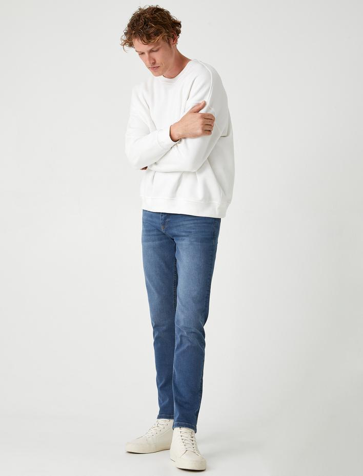  Slim Fit Kot Pantolon Düğmeli Standart Bel - Brad Jean