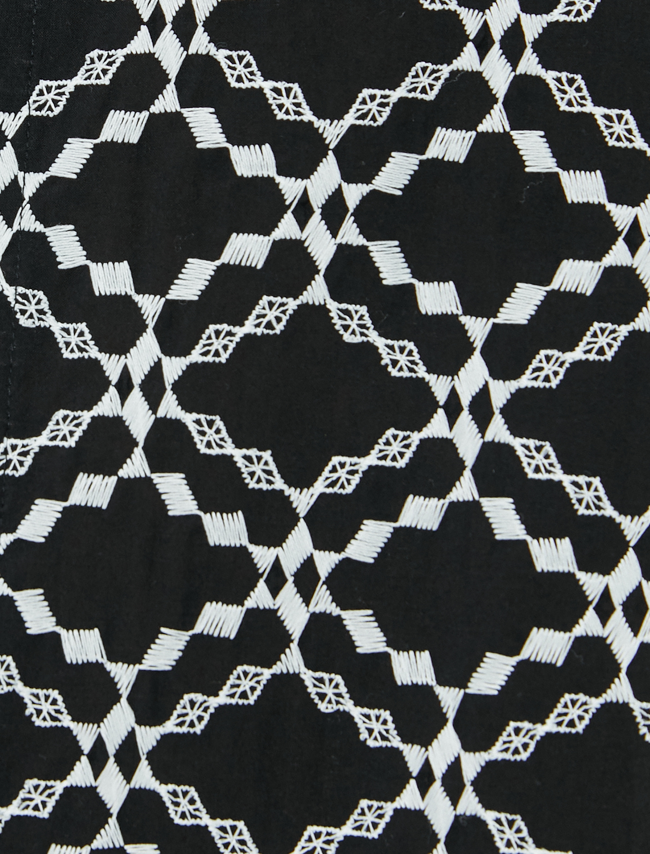   Kısa Kollu Gömlek Geometrik İşlemeli Pamuklu Regular Fit