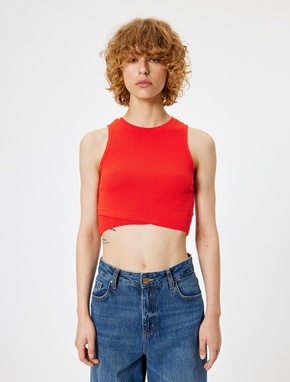 Basic Crop Atlet Baskılı Bisiklet  Yaka Pamuklu_2