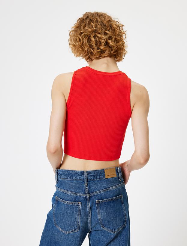 Basic Crop Atlet Baskılı Bisiklet  Yaka Pamuklu_3