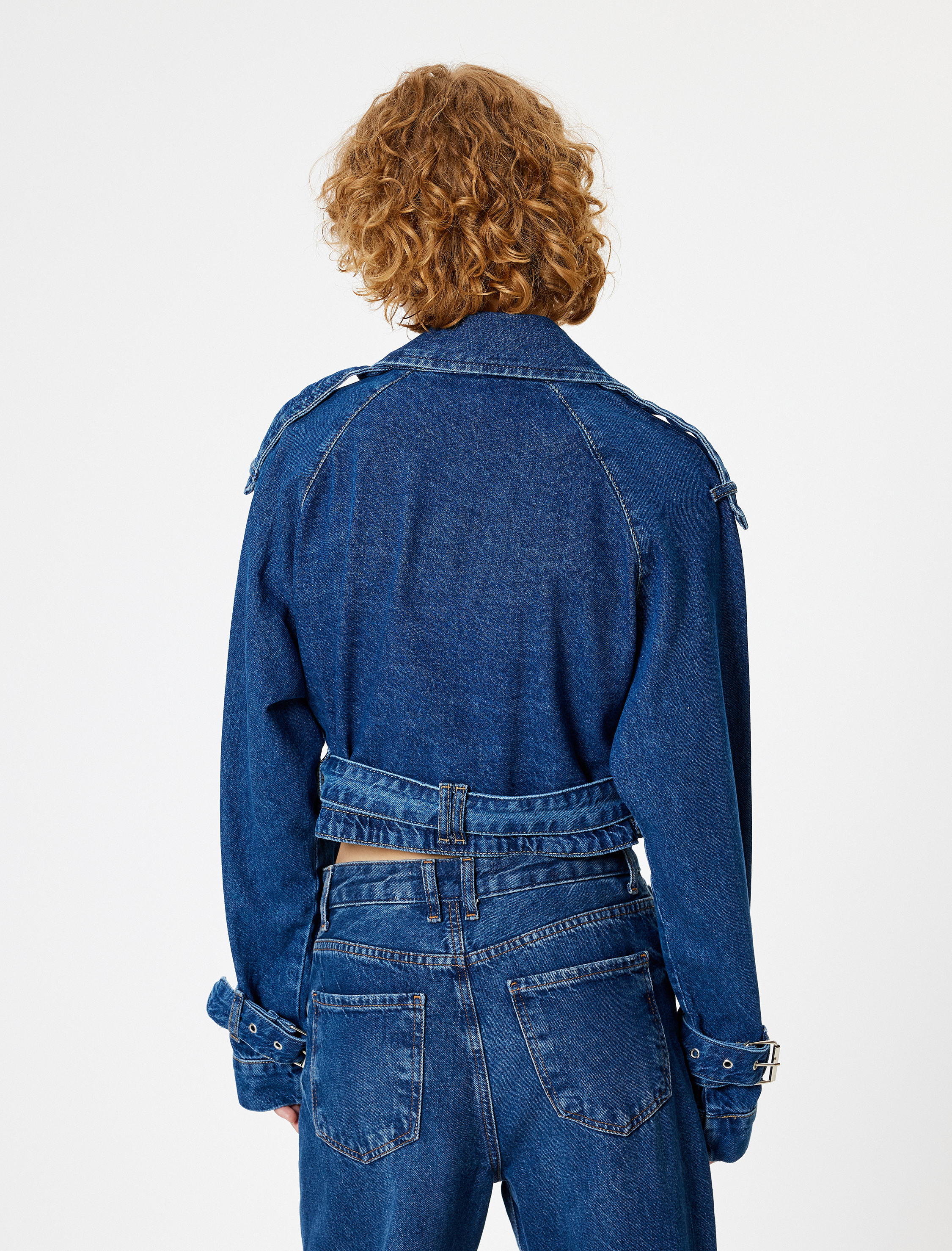   Oversize Kot Ceket Kruvaze Yaka Kemer Detaylı Düğmeli