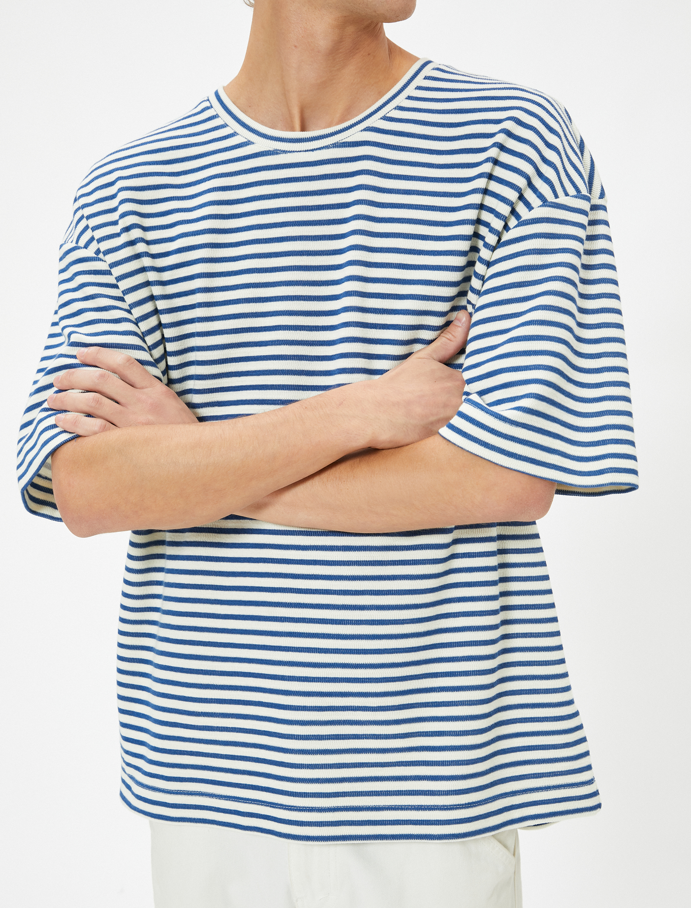 Oversize Tişört Bisiklet Yaka Kısa Kollu Pamuklu