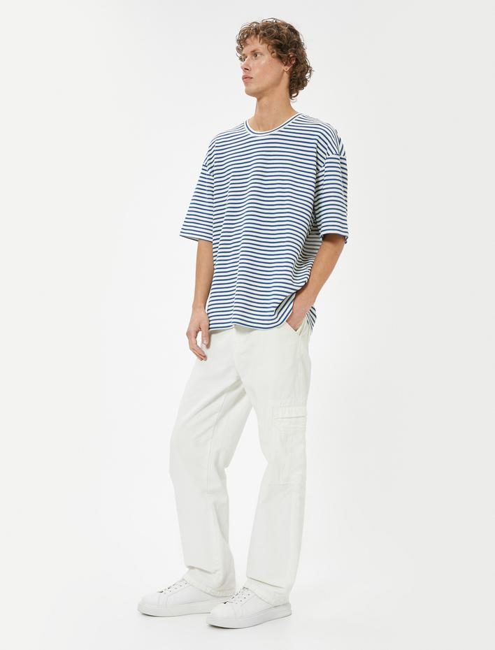  Oversize Tişört Bisiklet Yaka Kısa Kollu Pamuklu