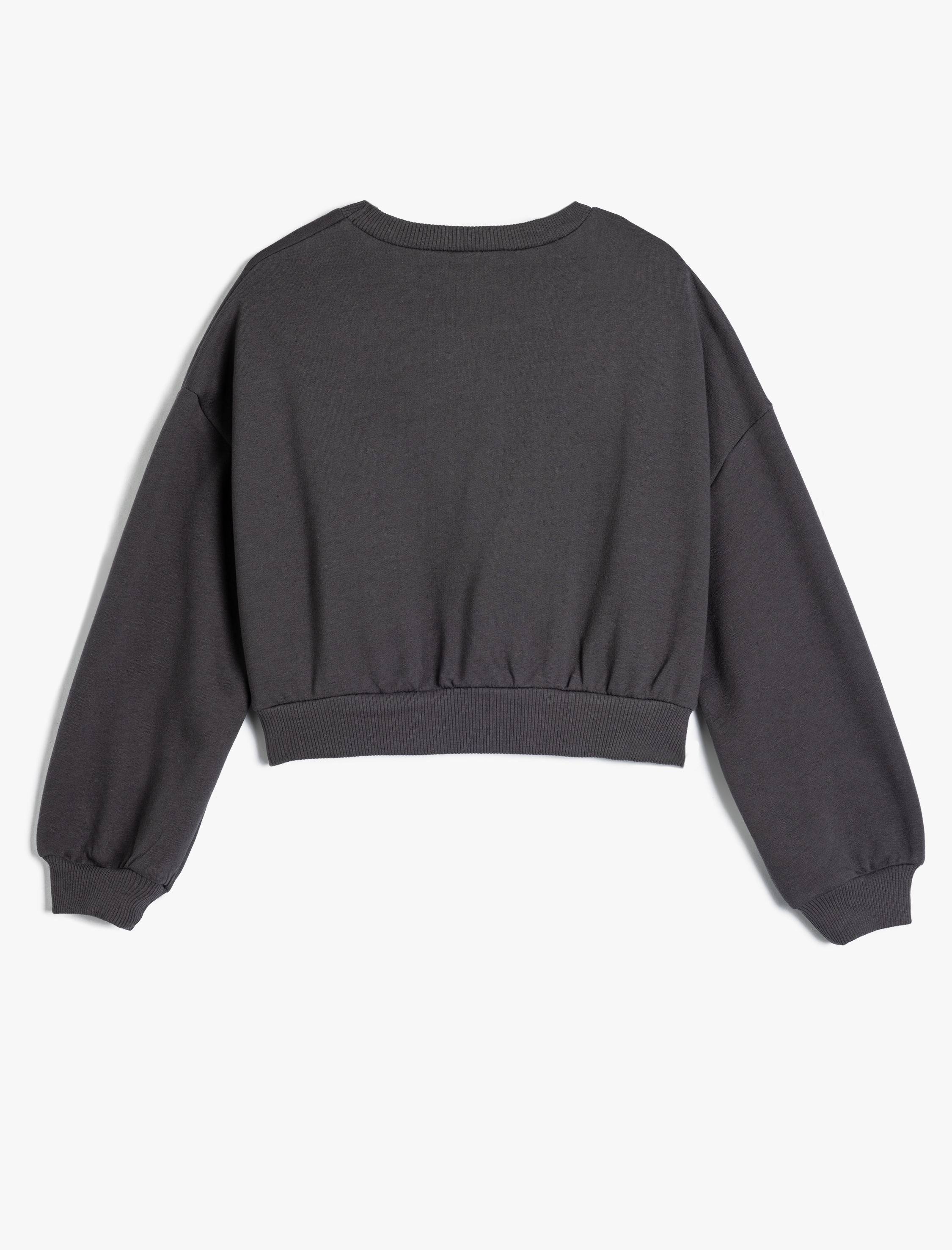  Kız Çocuk Oversize Sweatshirt Kelebek Baskılı Uzun Kollu Bisiklet Yaka Pamuklu Şardonlu