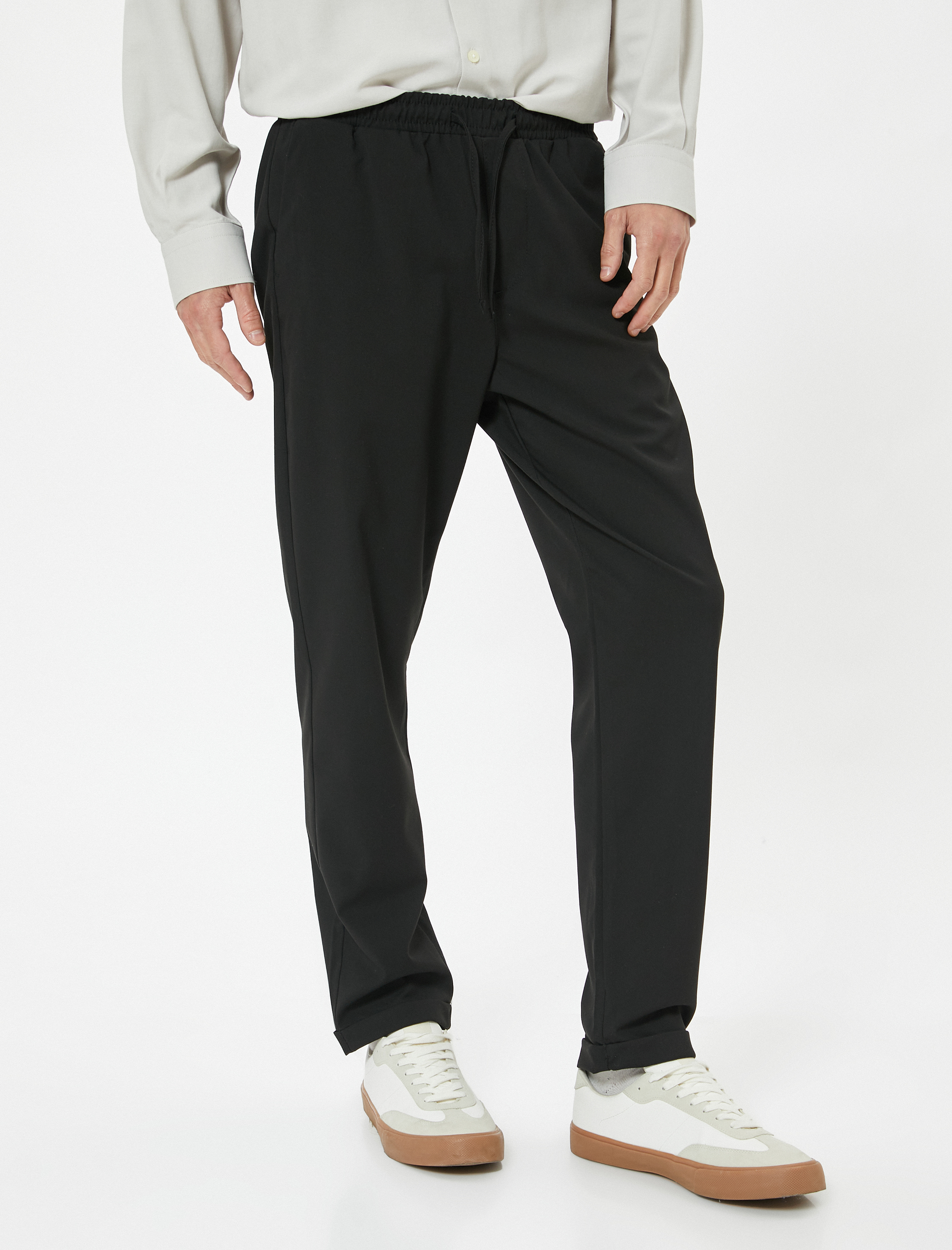   Kumaş Pantolon Chino Slim Fit Beli Bağcıklı Katlamalı Paça Cep Detaylı