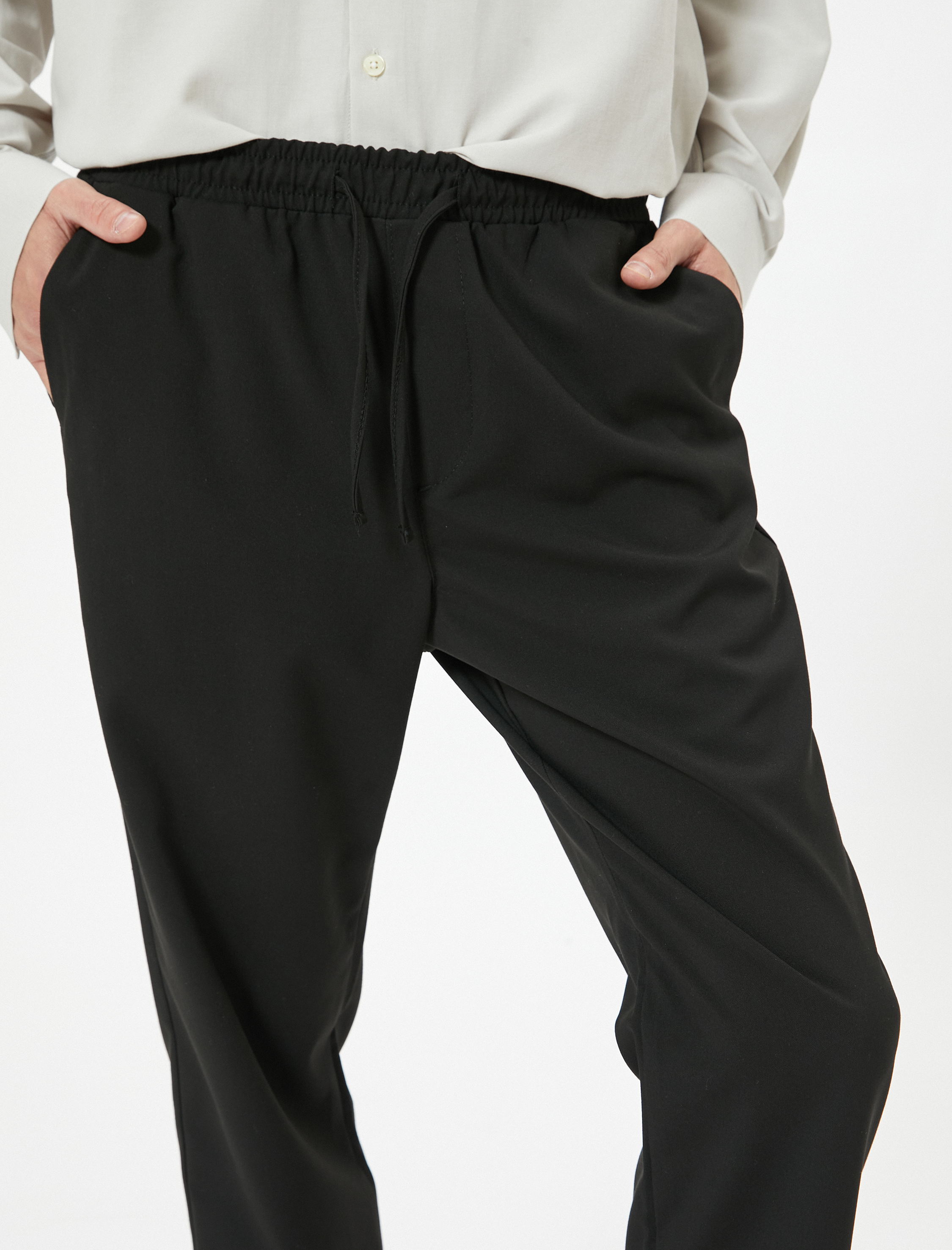   Kumaş Pantolon Chino Slim Fit Beli Bağcıklı Katlamalı Paça Cep Detaylı