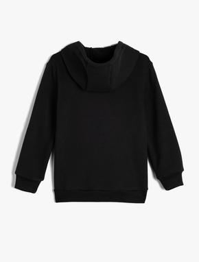 Sweatshirt Fermuarlı Kapşonlu Basic Kanguru Cepli_1