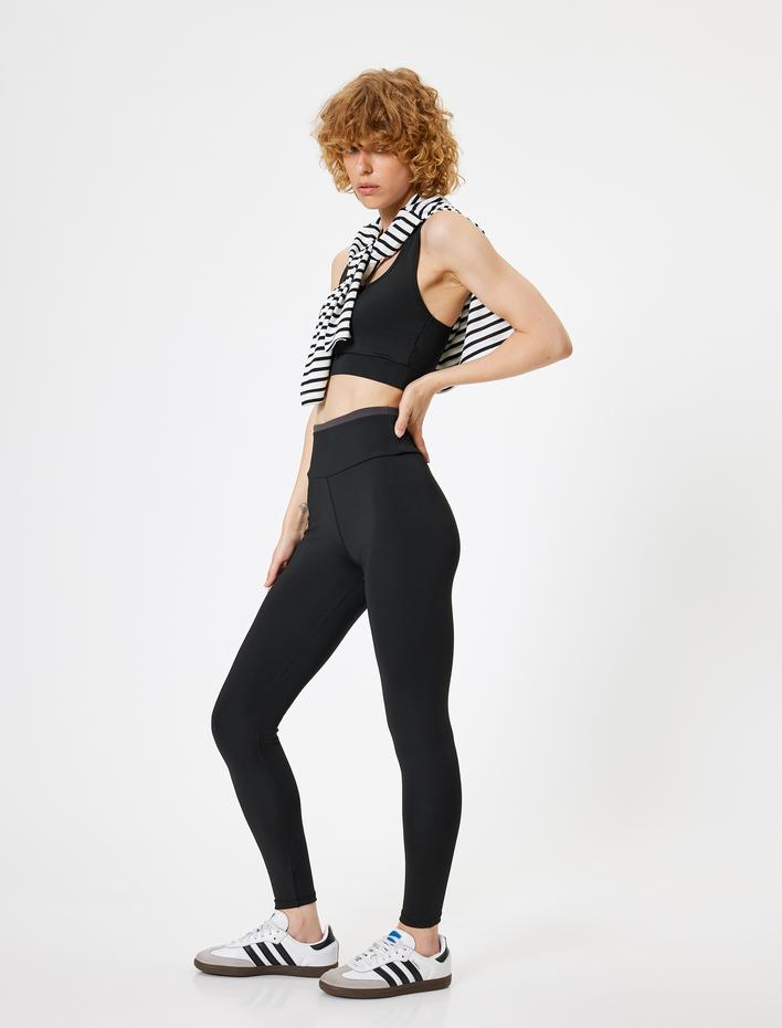  Spor Tayt Yüksek Bel Biyeli Bilek Boy Slim Fit İnterlok