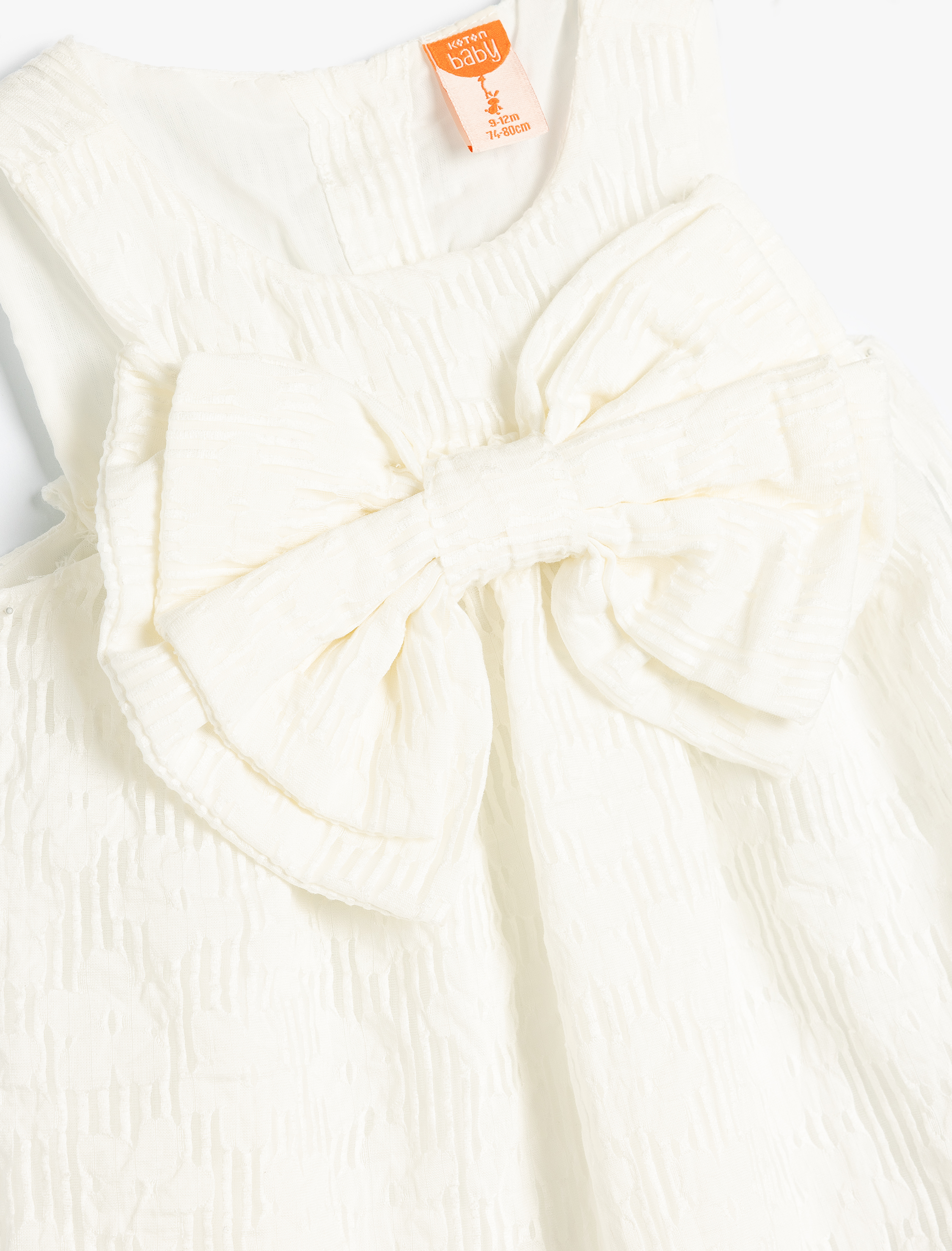  Kız Bebek Fiyonklu Elbise Çiçekli Astarlı Kolsuz A Kesim Yuvarlak Yaka