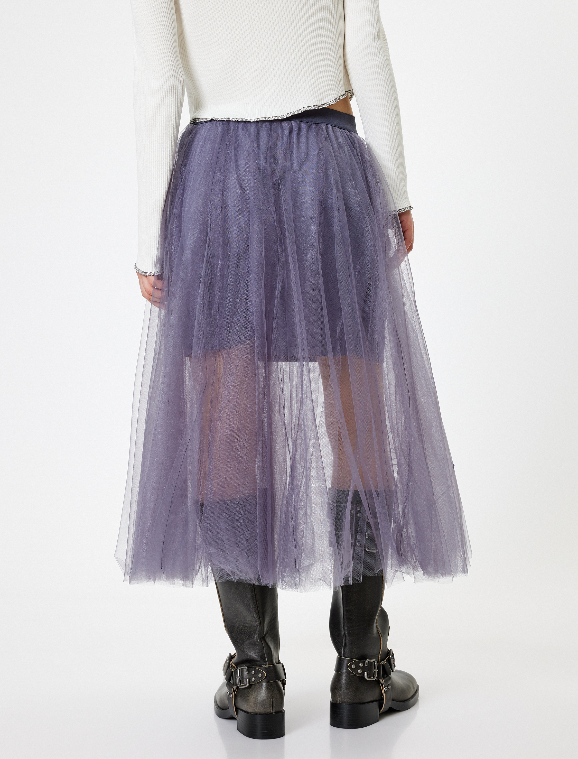   Midi Tütü Etek A Kesim Simli Beli Lastikli